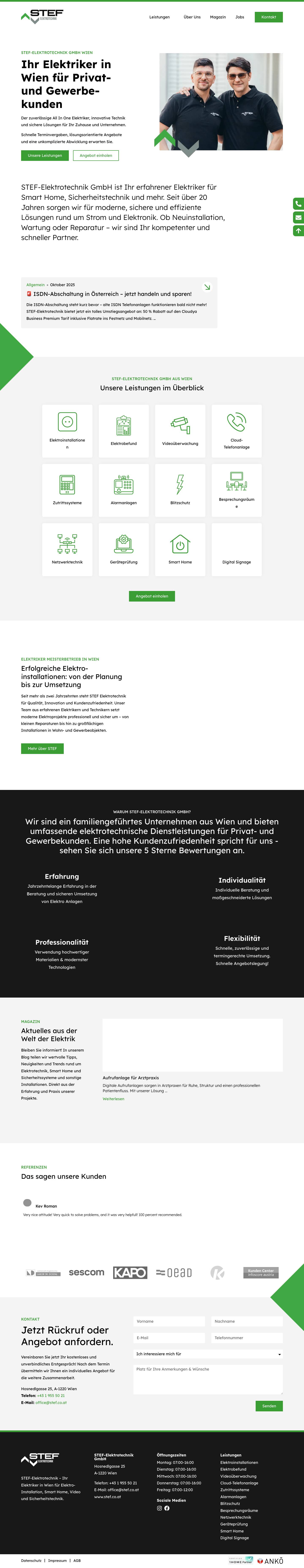 Elektriker Wien – 5 Sterne Service, schnell, sicher & zuverlässig - Full Screenshot