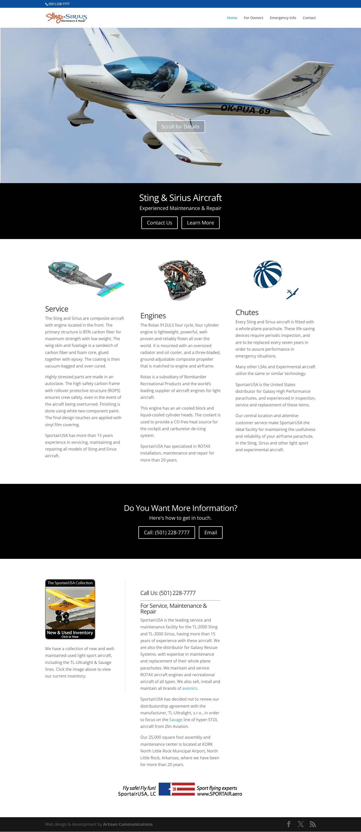 Sting & Sirius Maintenance & Repair | Recreation Aircraft Services - Full Screenshot