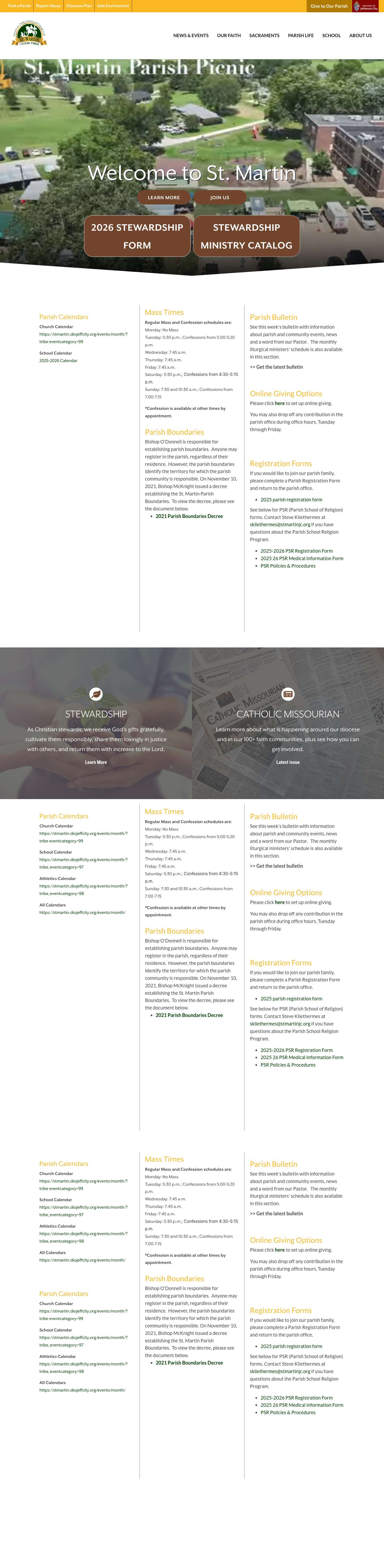 St. Martin Catholic Church and School - Full Screenshot