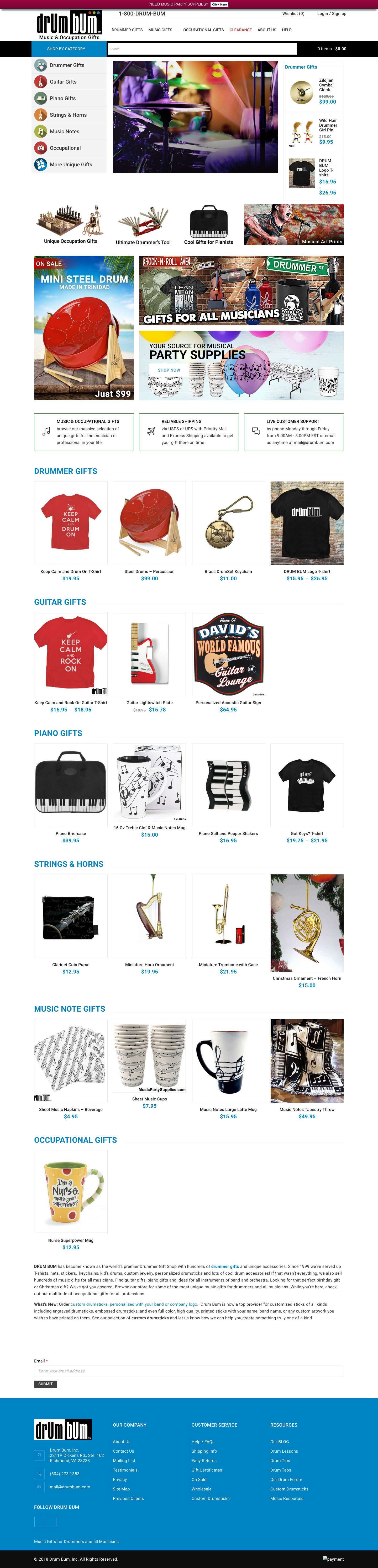 Drummer Gifts & Custom Drumsticks | Personalized Music Gifts for Drummers - Full Screenshot