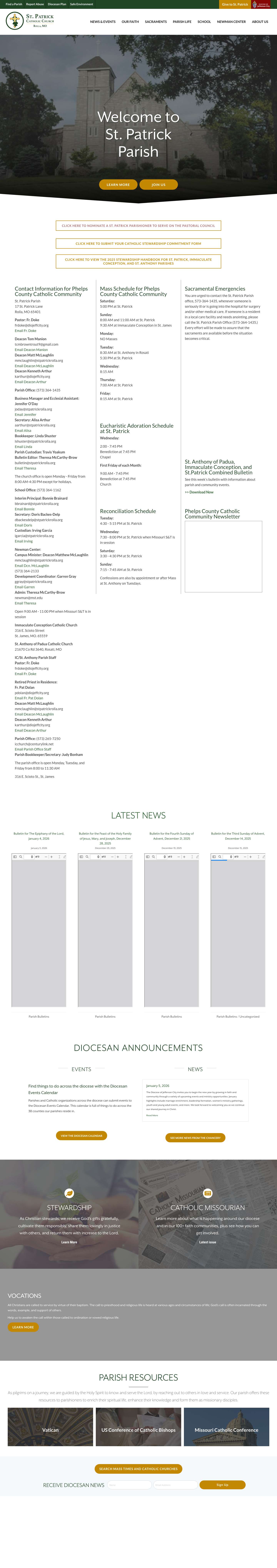 St. Patrick Catholic Church | Rolla, Missouri - Full Screenshot