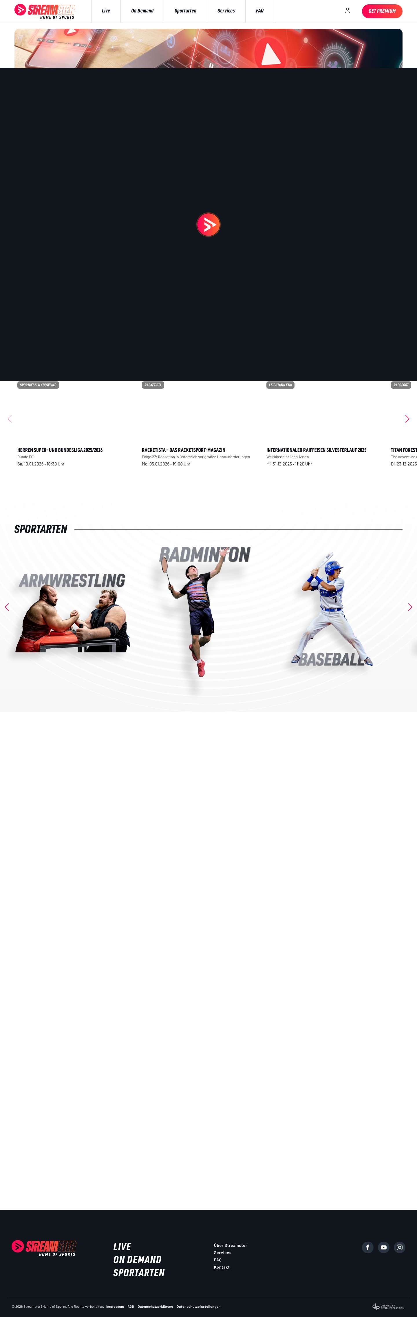 Streamster | Home of Sports - Full Screenshot