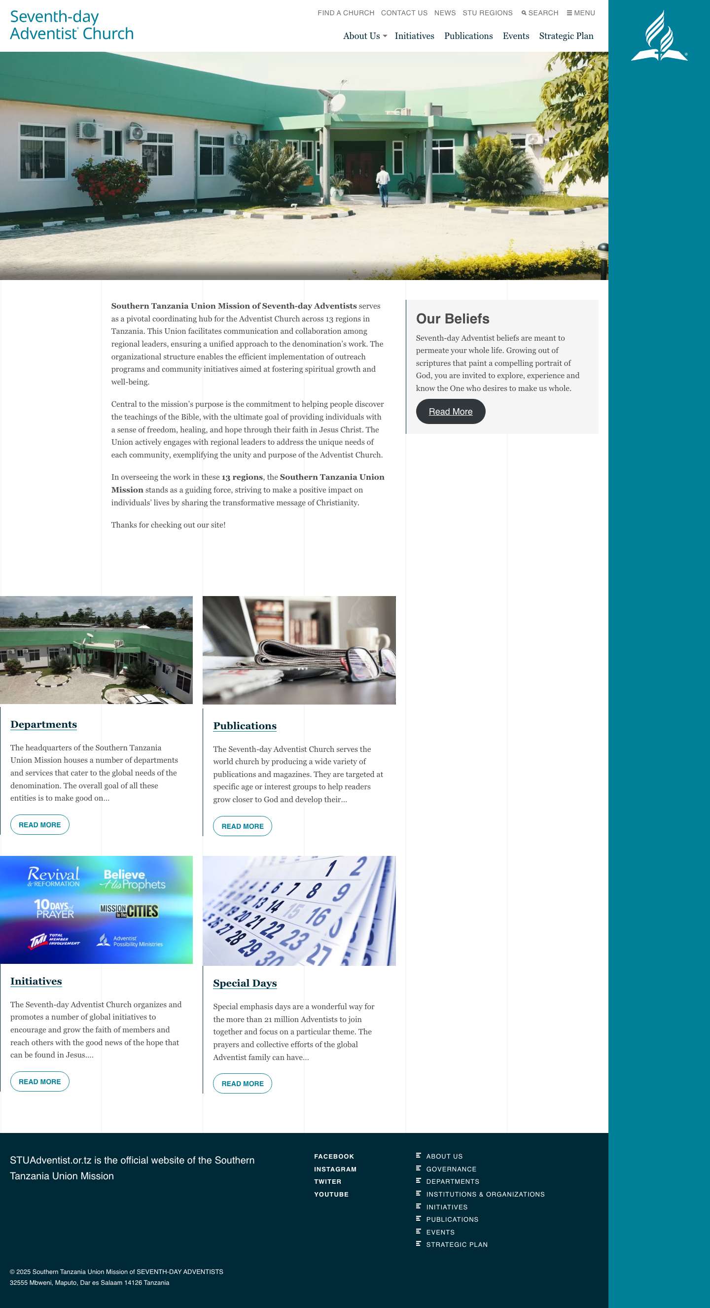 Southern Tanzania Union Mission of Seventh-day Adventists - STU AdventistSearchMenuSeventh Day Adventist ChurchSearchMenuSeventh-day Adventist logo markThree horizontal barsThree horizontal barsThree horizontal barsThree horizontal barsThree horizontal barsThree horizontal barsThree horizontal barsThree horizontal barsSeventh-day Adventist logo markSeventh-day Adventist logo mark - Full Screenshot