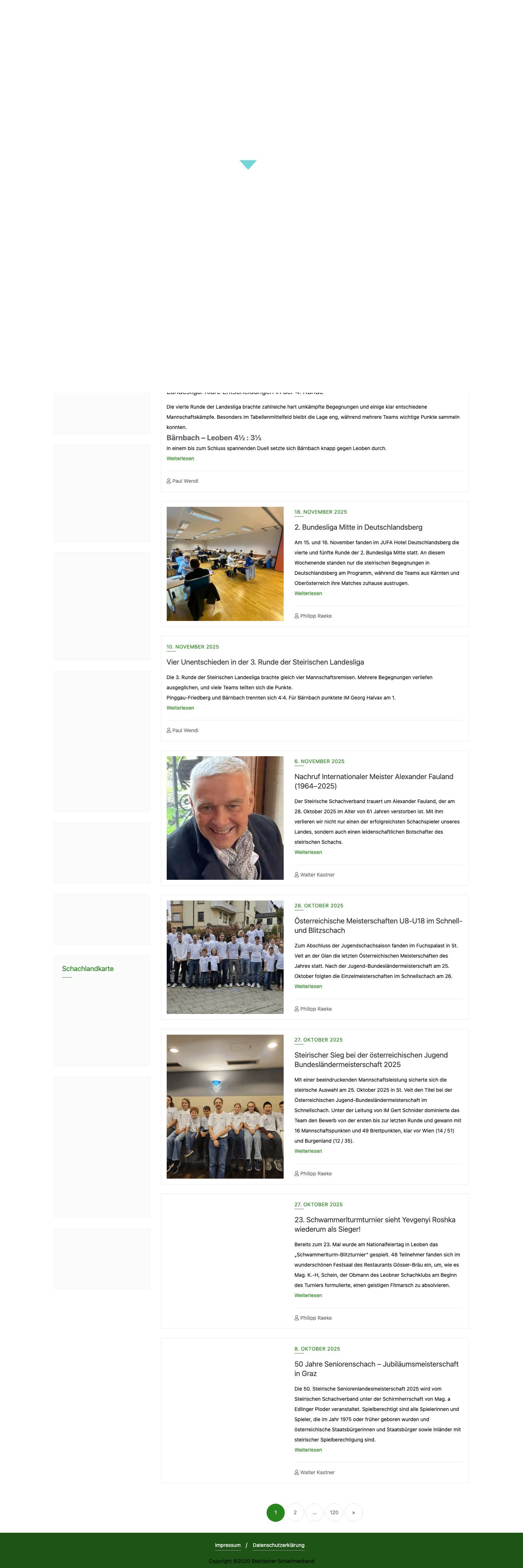 Steirischer Schachverband – Landesverband Steiermark des Österreichischen Schachbundes - Full Screenshot