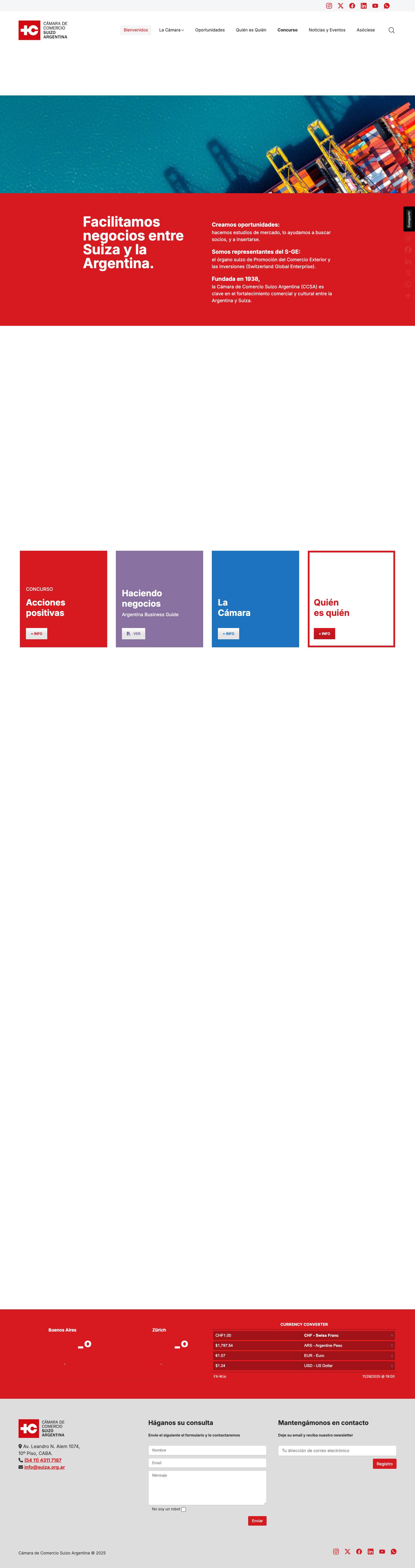 Bienvenidos | Cámara de Comercio Suizo Argentina - Full Screenshot