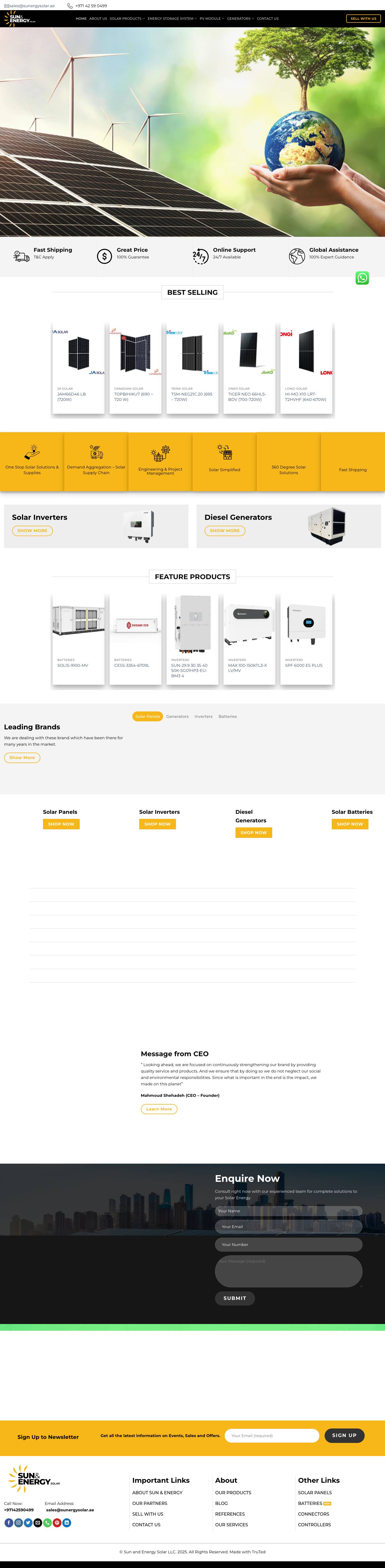 Solar Panel Suppliers and Diesel Generators - Sunergysolar.ae - Full Screenshot