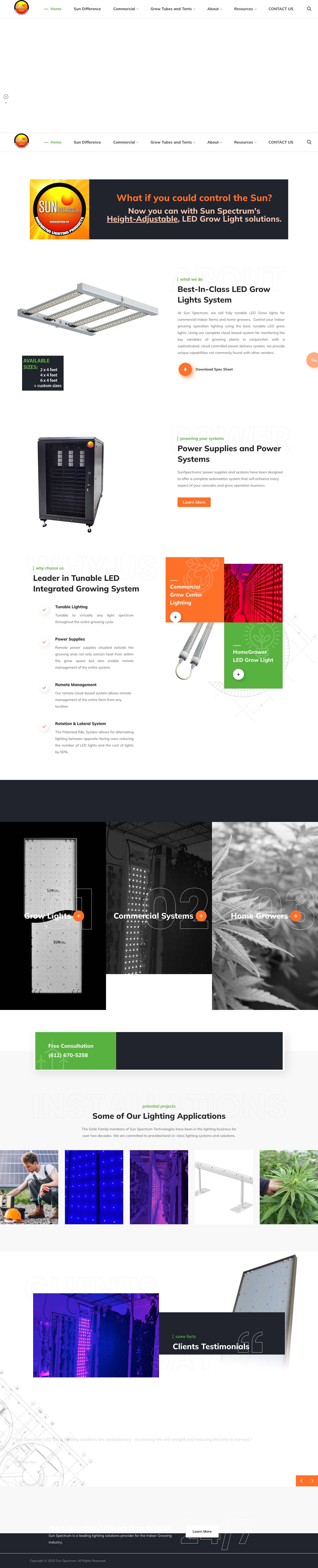 Sun Spectrum sells fully tunable LED Grow lights for Commercial - Full Screenshot