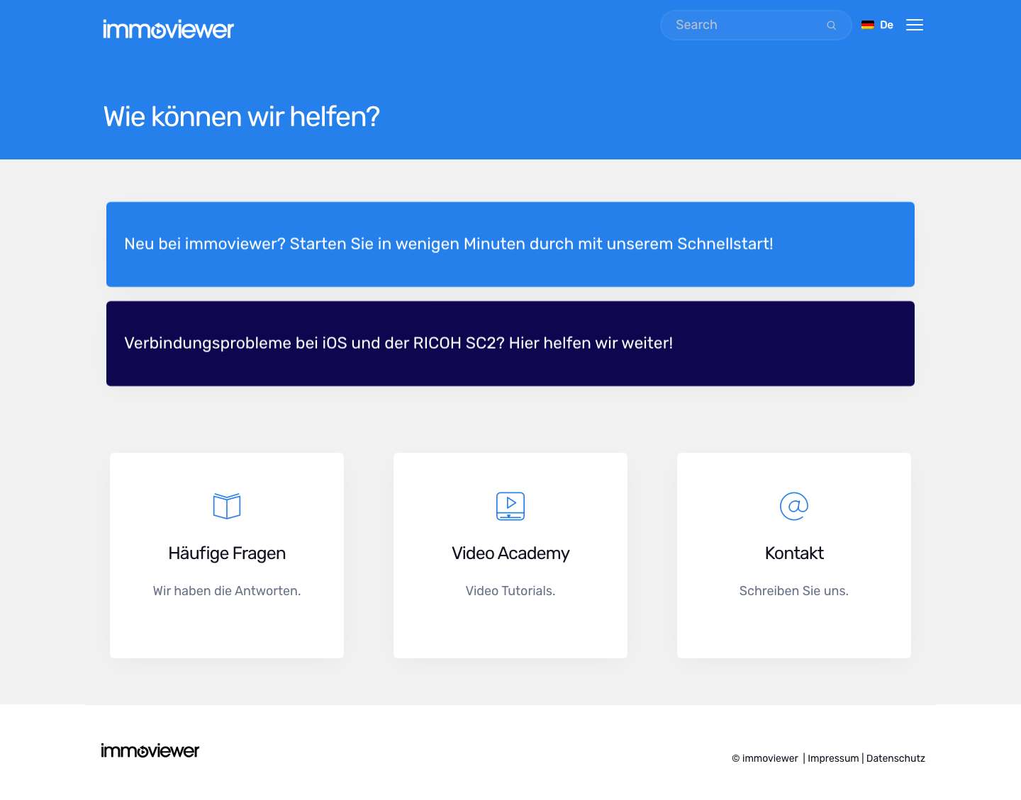 immoviewer® Hilfecenter - Wilkommen im Hilfecenter - Full Screenshot