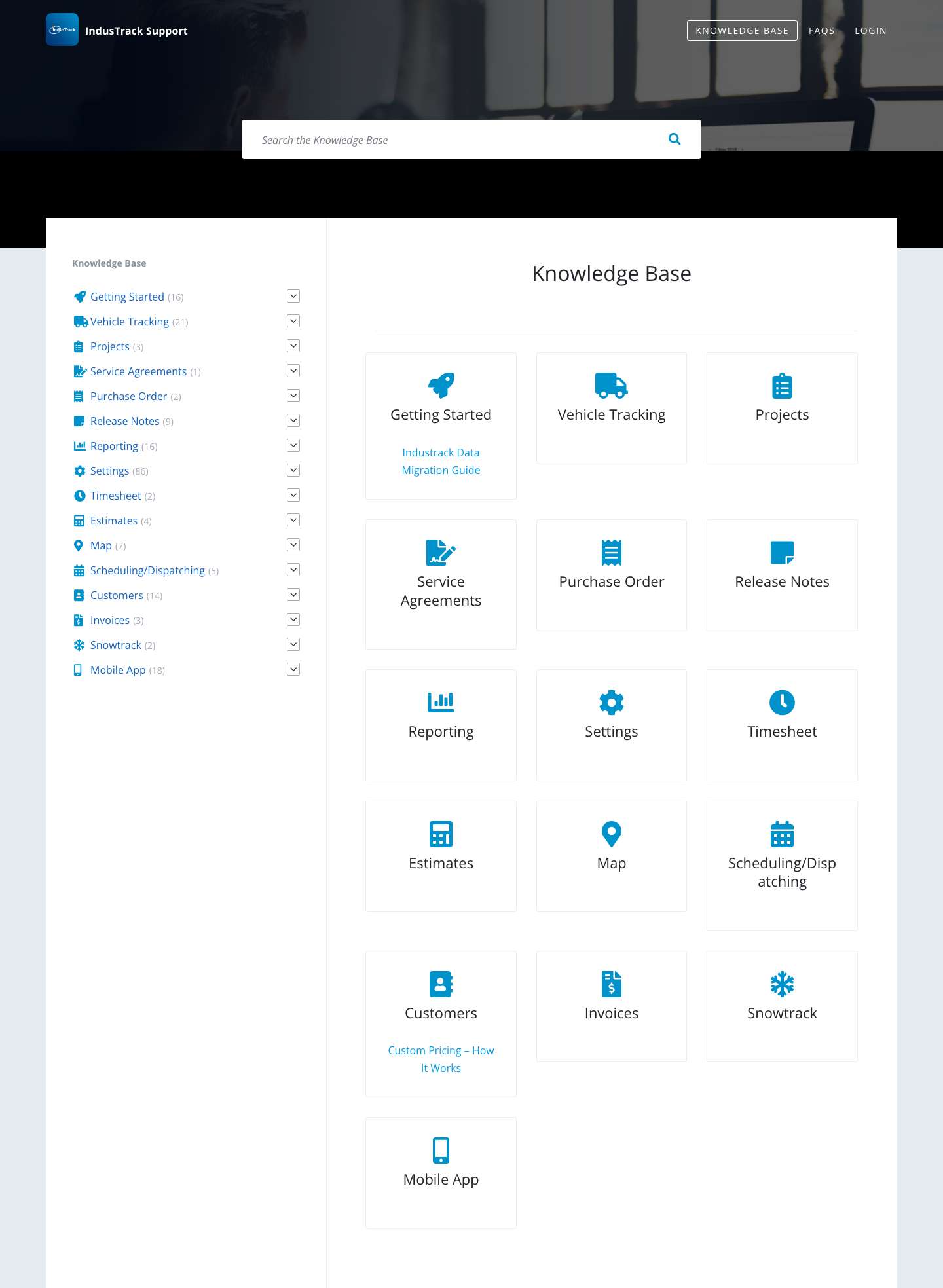 IndusTrack Support - Full Screenshot