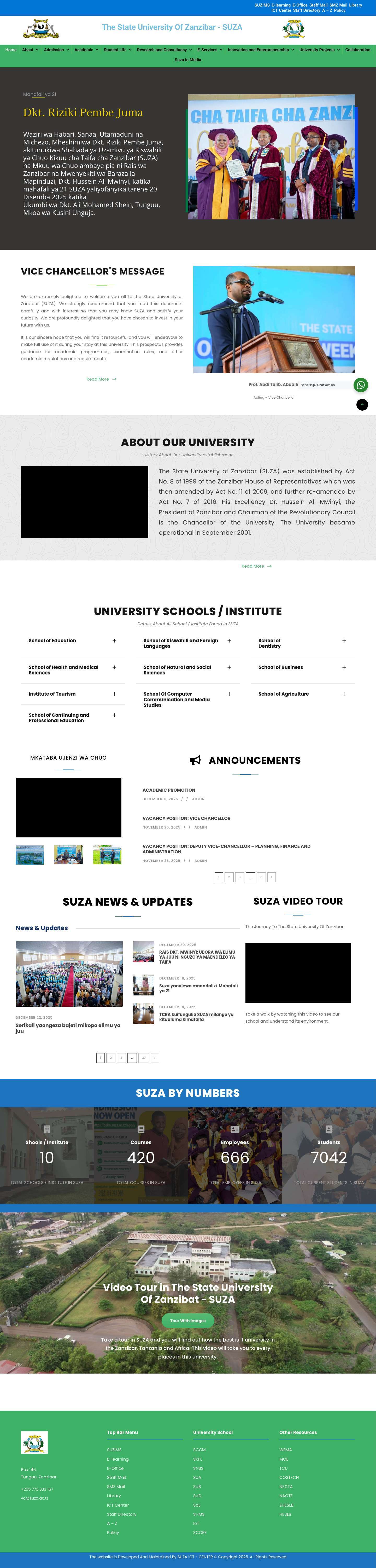 The State University Of Zanzibar – suza - Full Screenshot