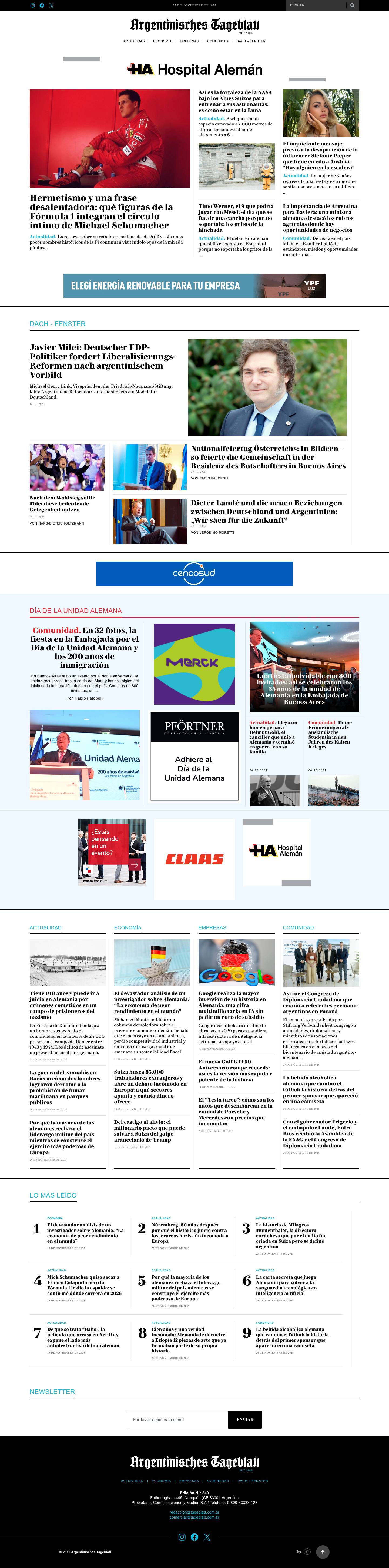 Argentinisches Tageblatt | El portal de la comunidad alemana en la Argentina - Full Screenshot