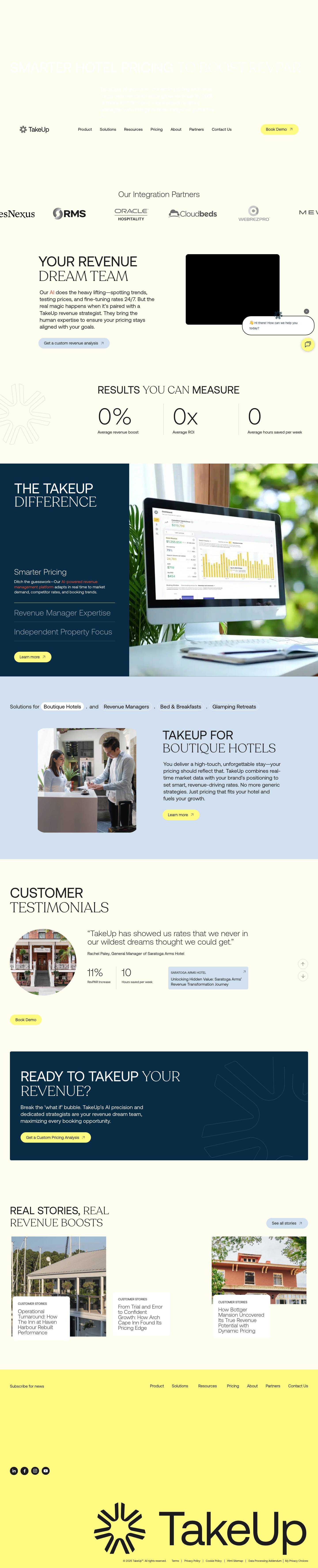 AI Hotel Revenue Management Software | TakeUp - Full Screenshot