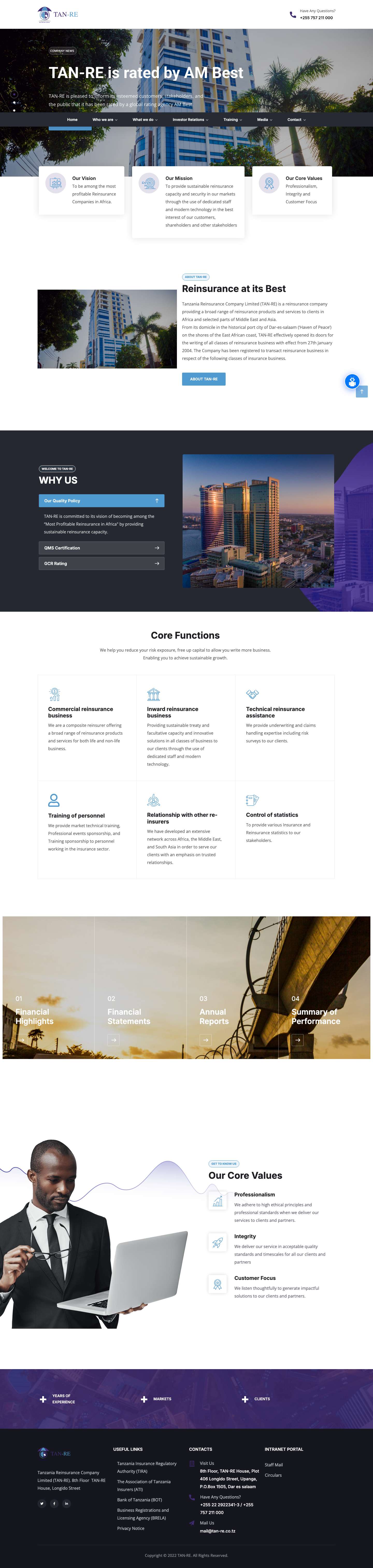 Home – Reinsurance Products and Services - TAN-RE - Full Screenshot