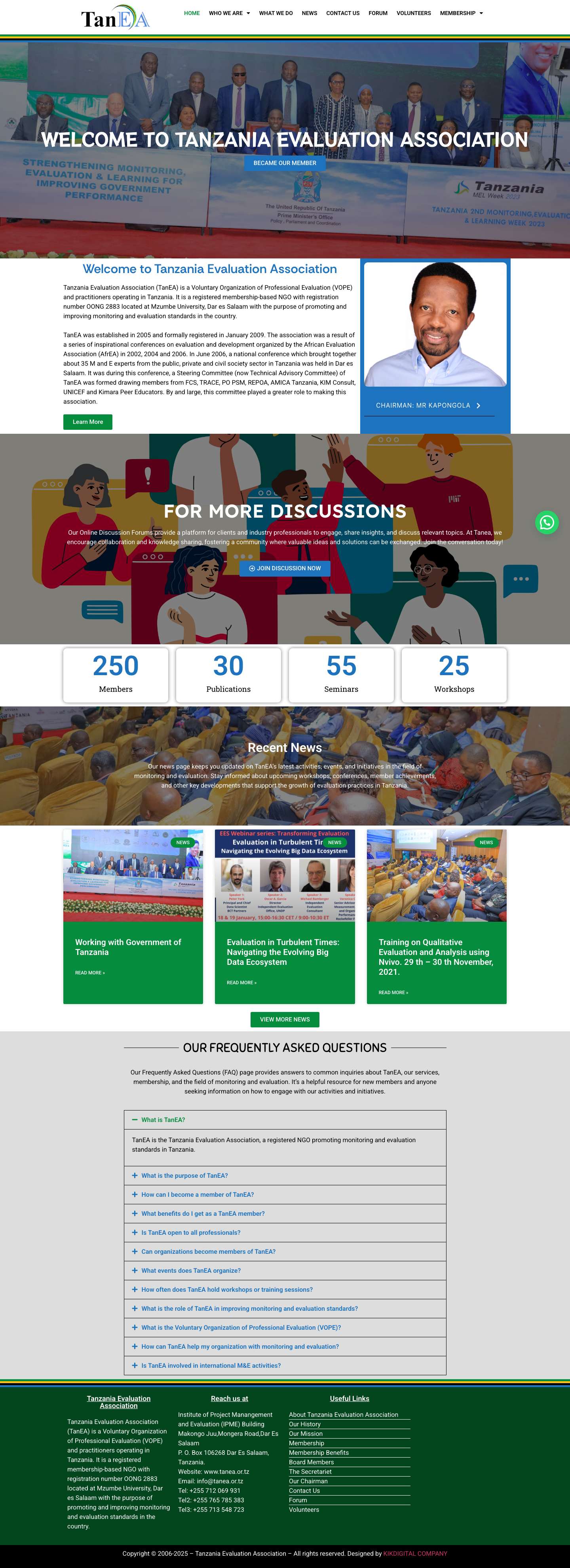 Tanzania Evaluation Association – TanEA has a broad mandate of serving its members both in urban and rural areas in an efficient manner. The major role is that of creating conducive working … - Full Screenshot