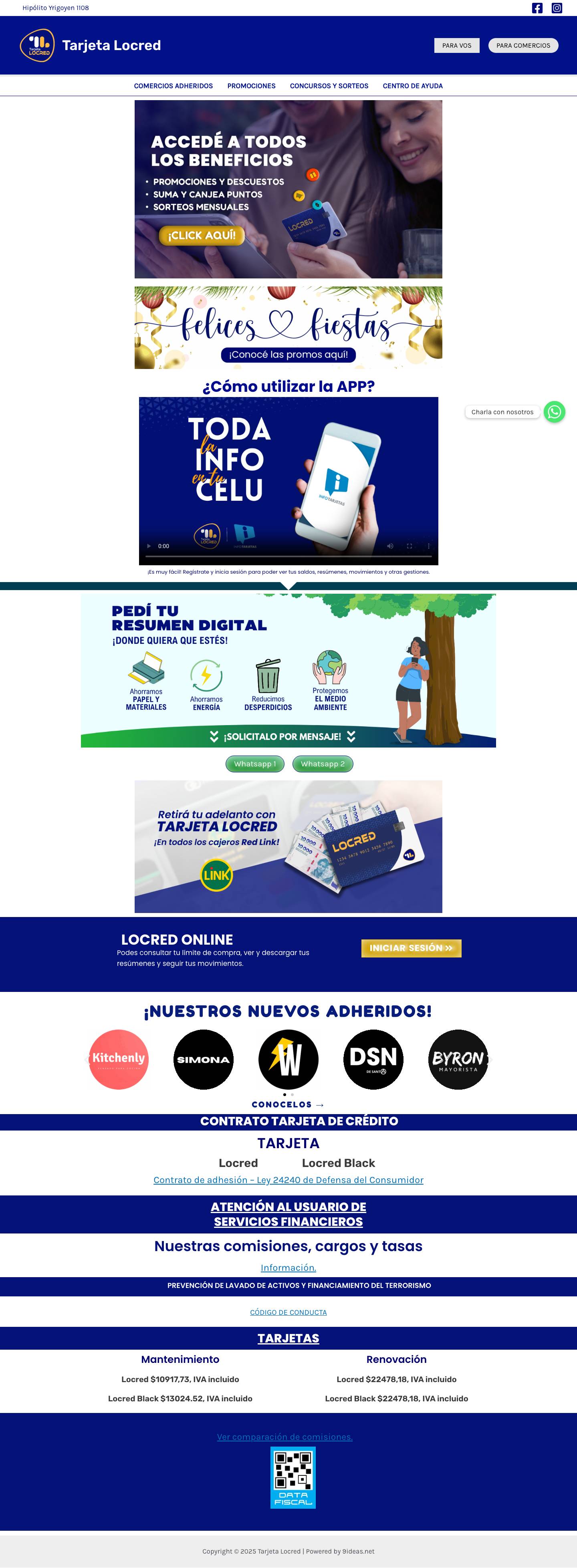 Tarjeta Locred - Full Screenshot