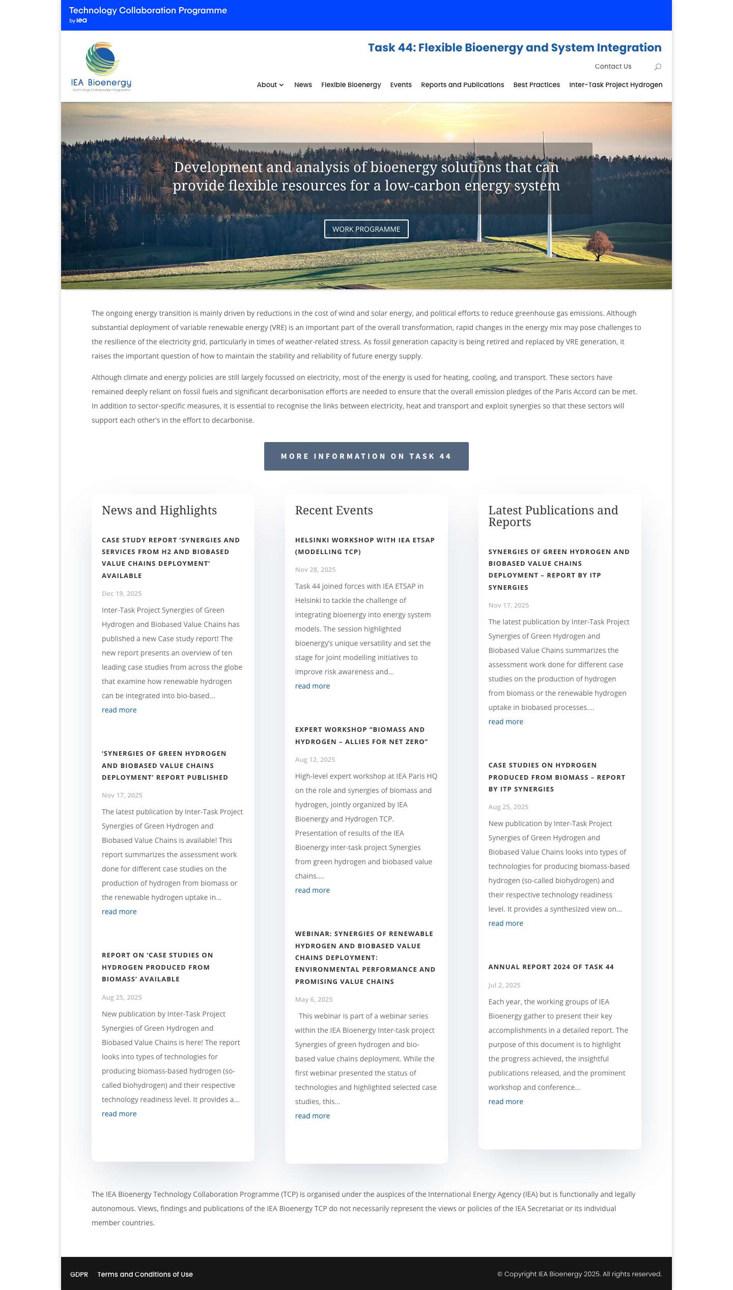 Task 44 | Flexible Bioenergy and System Integration - Full Screenshot