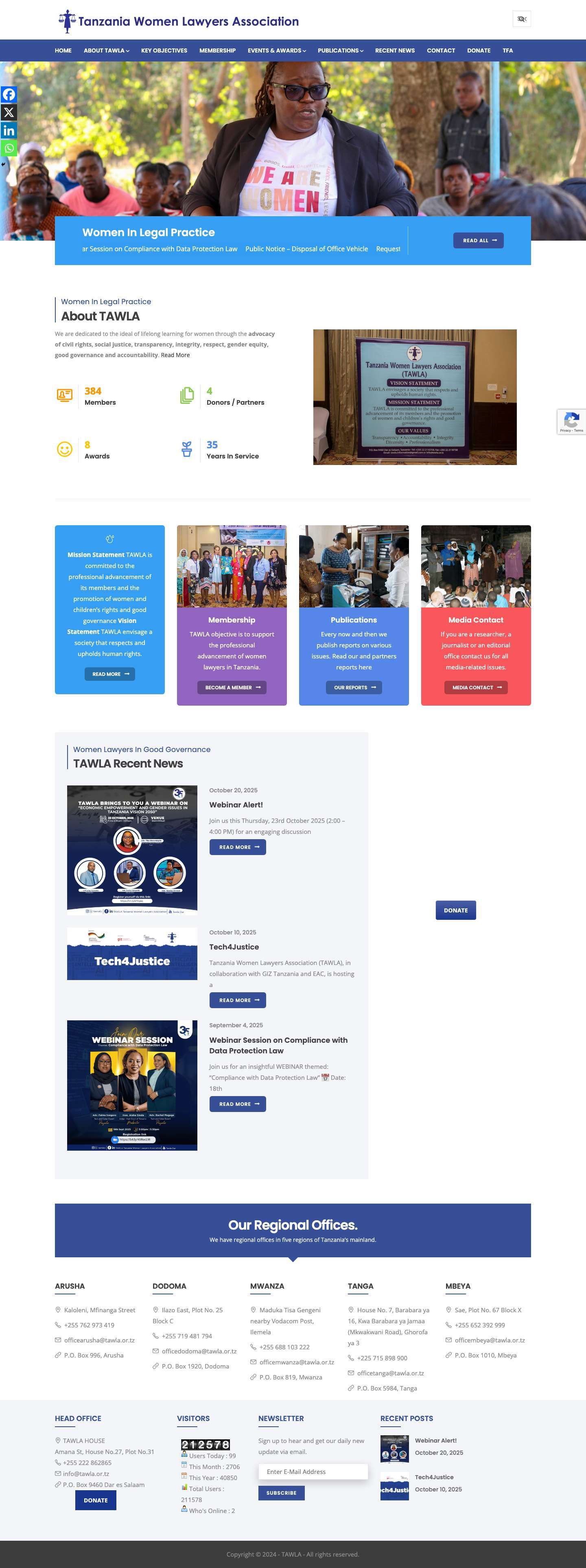 Home - TAWLA | Tanzania Women Lawyers Association - Full Screenshot