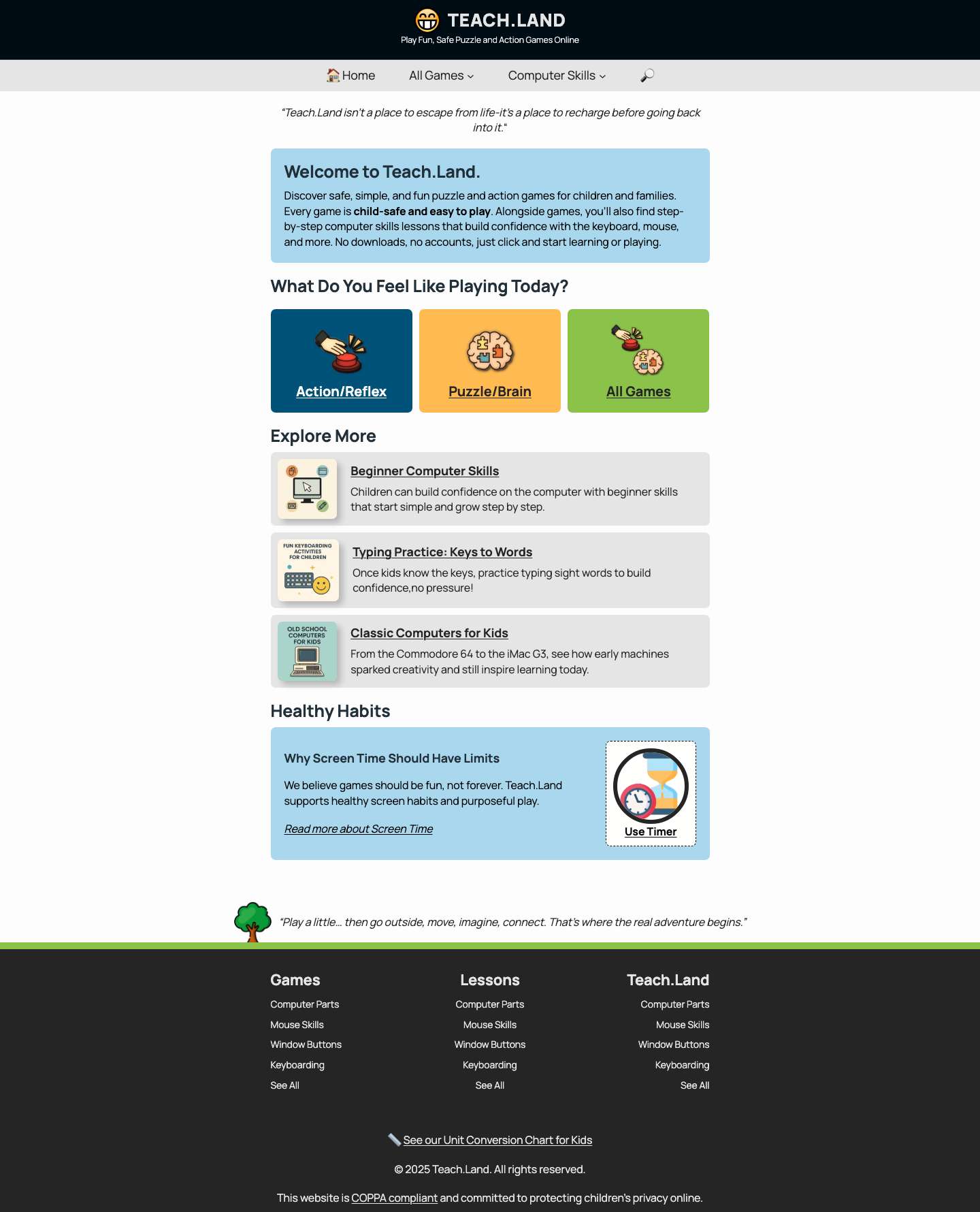 Fun, Children-Safe Games and Learning Resources! - Teach.Land - Full Screenshot