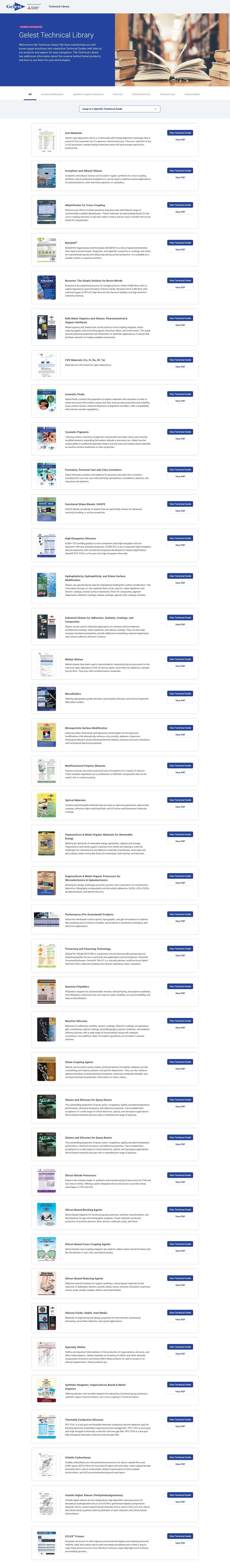 Technical Library - Gelest - Full Screenshot