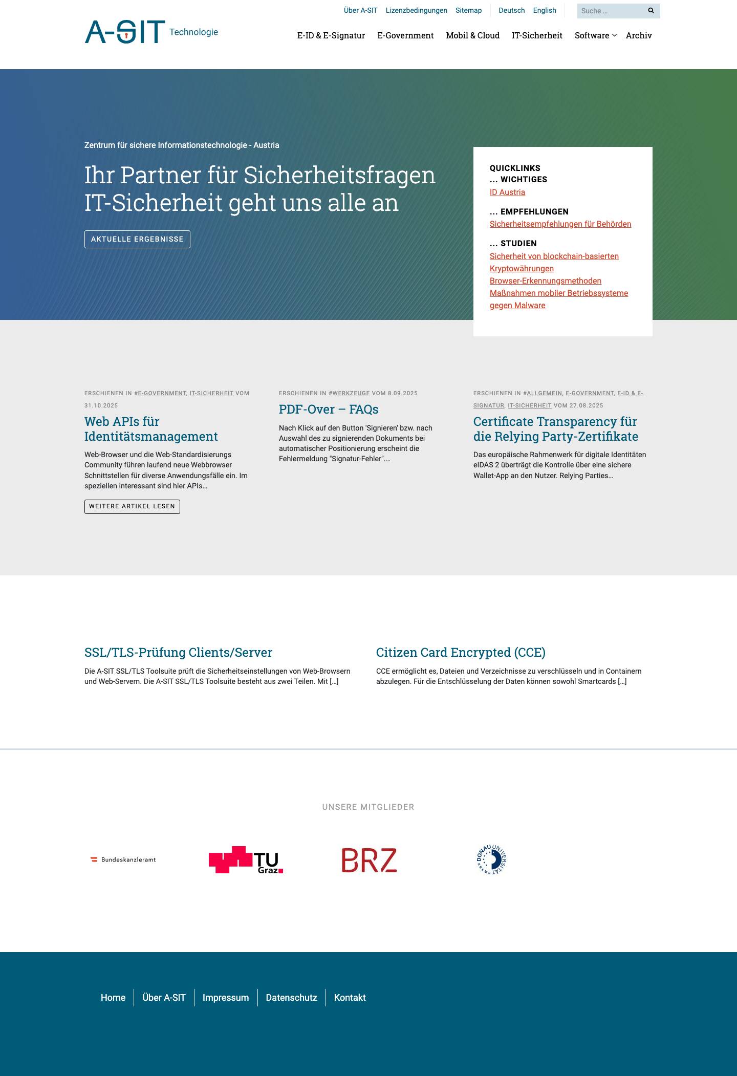 A-SIT Technology – Zentrum für sichere Informationstechnologie - Full Screenshot