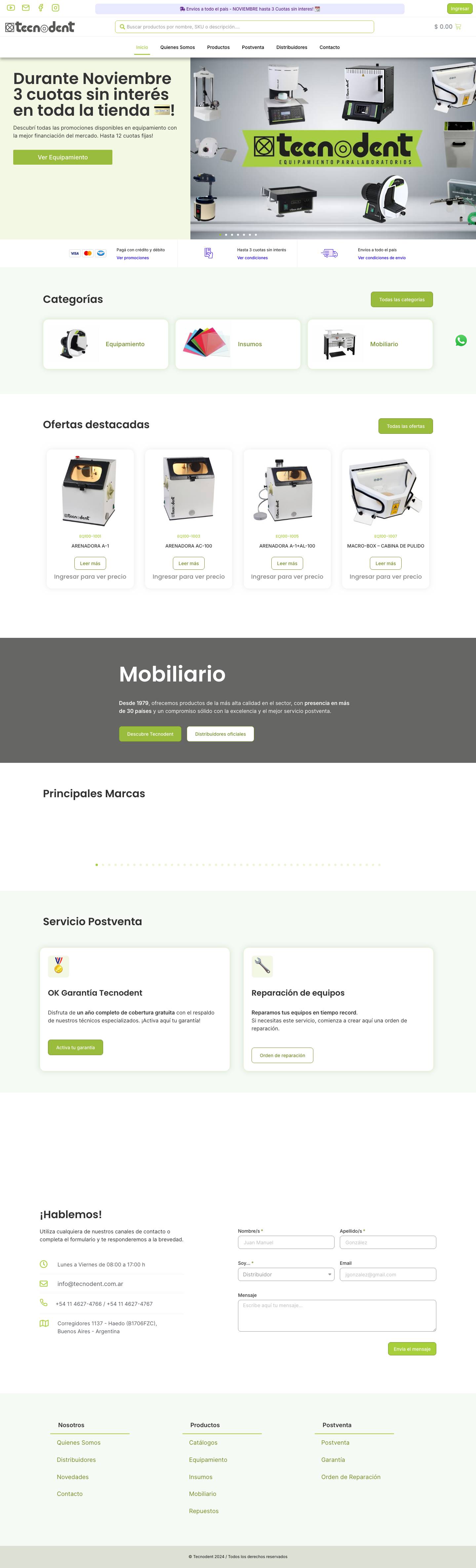 Tecnodent - Equipamiento e insumos para laboratorios - Full Screenshot