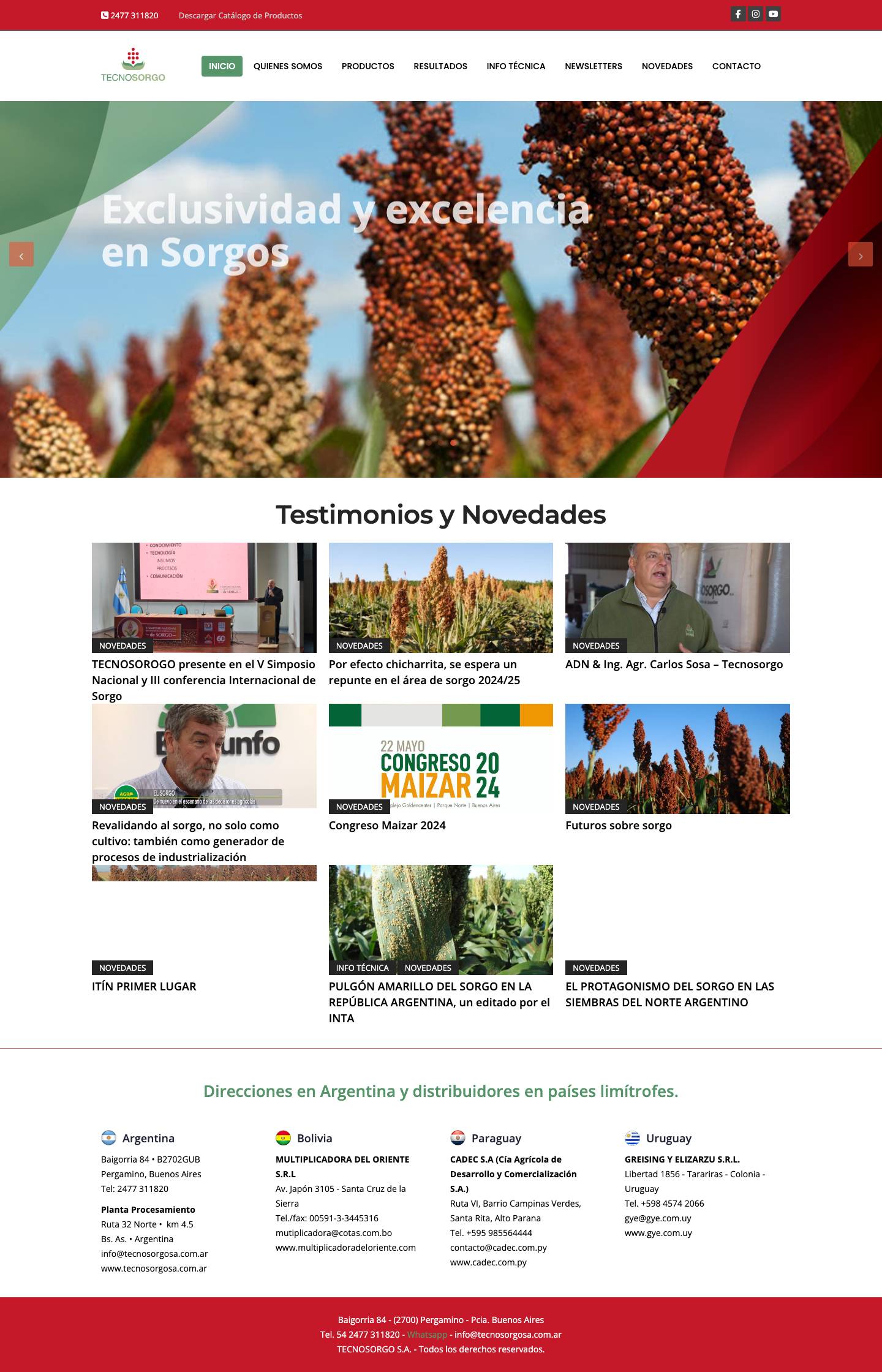 Tecnosorgo S.A. | 30 años de experiencia en sorgo - Full Screenshot