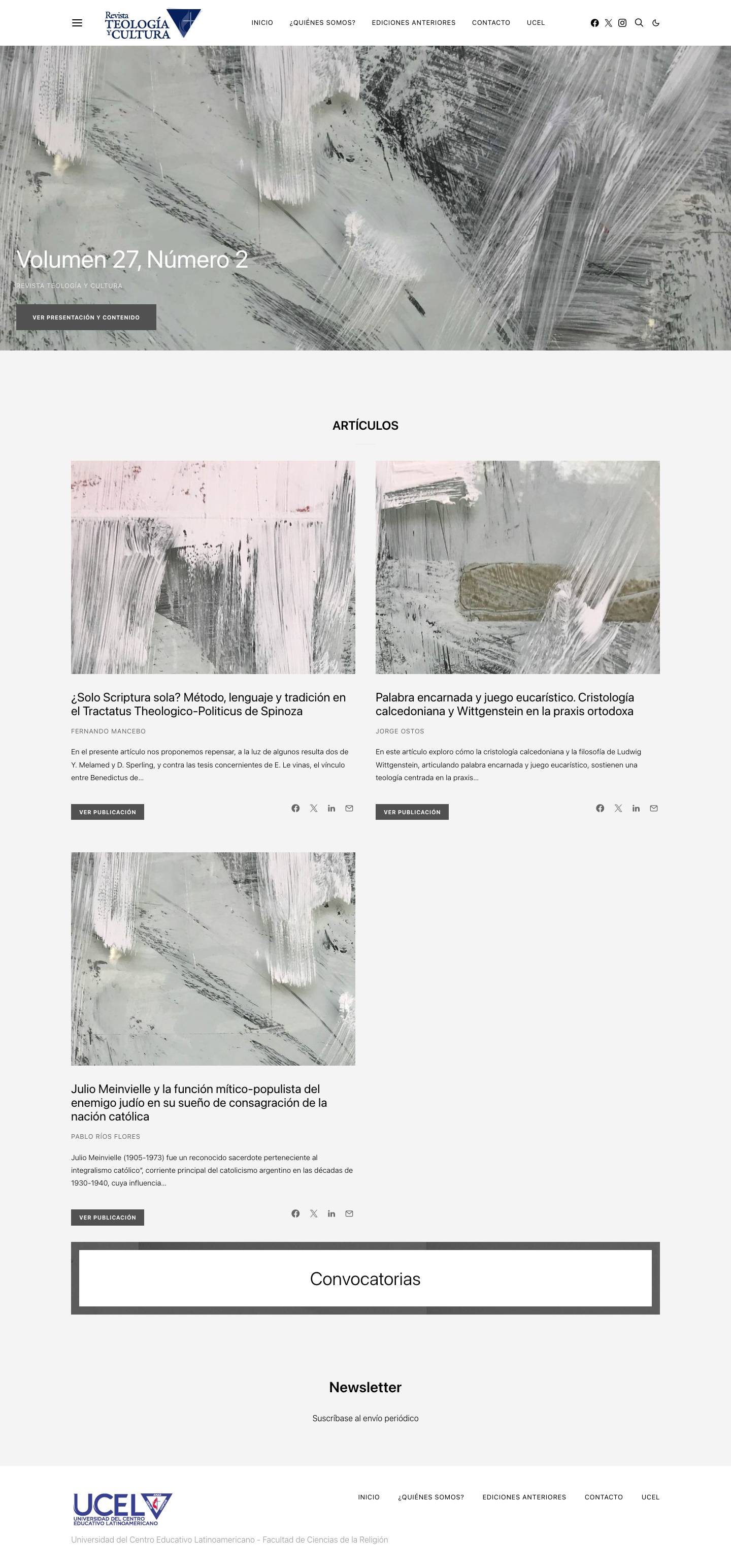 Revista Teología y Cultura - Facultad de Ciencias de la Religión - UCEL - Full Screenshot