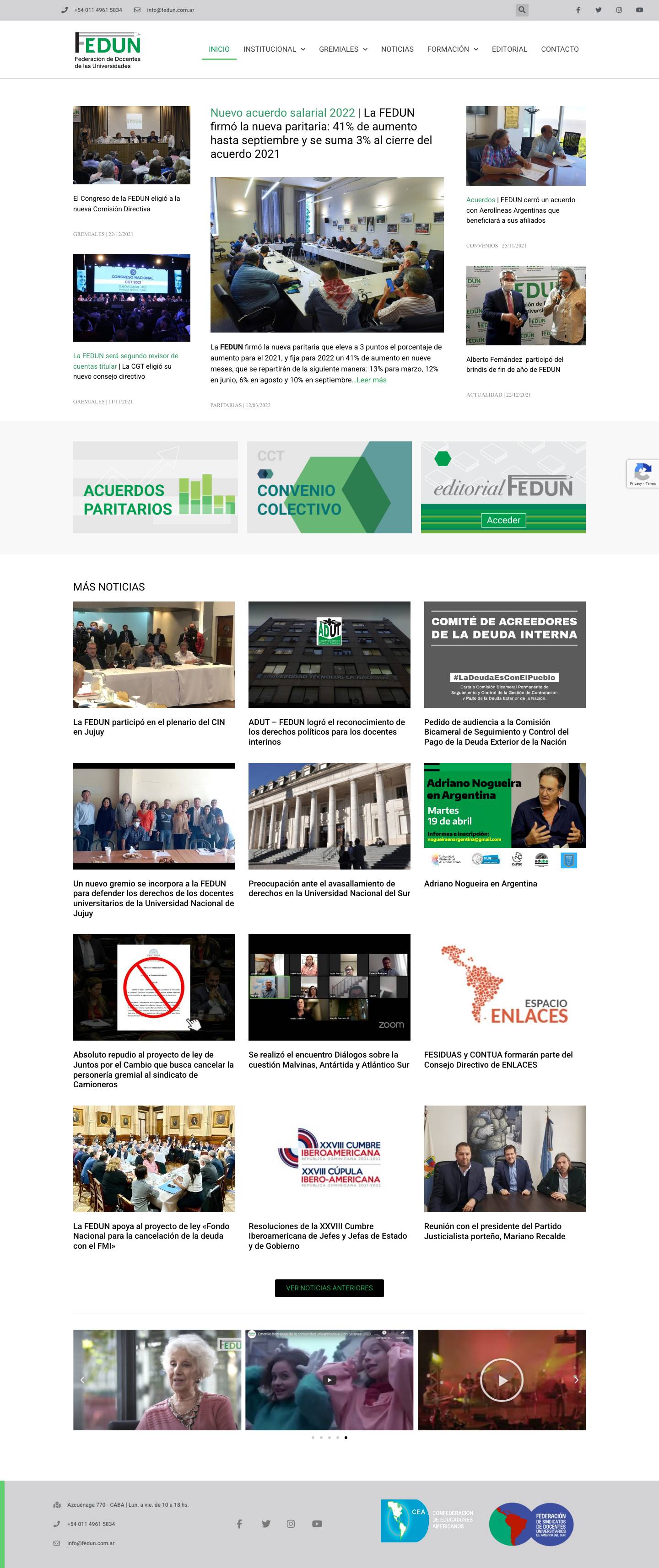 FEDUN | Federación de Docentes de las Universidades - Full Screenshot
