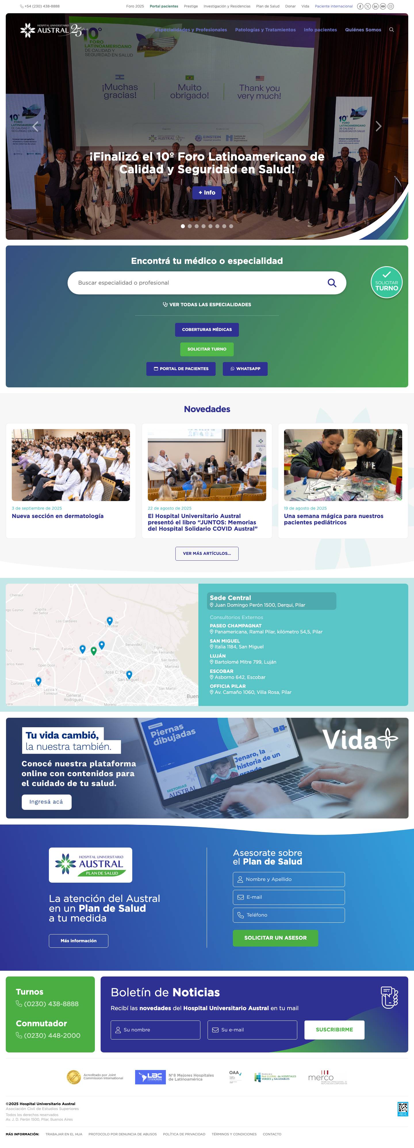 Hospital Universitario Austral - Bienvenido - Full Screenshot