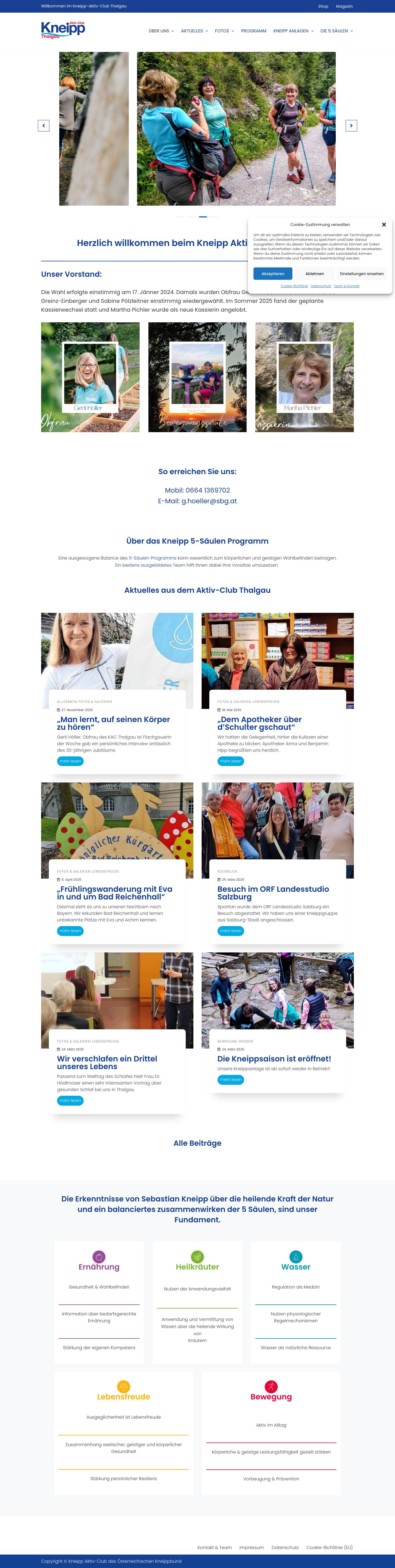 Kneipp Aktiv-Club Thalgau - Herzlich willkommen! - Full Screenshot