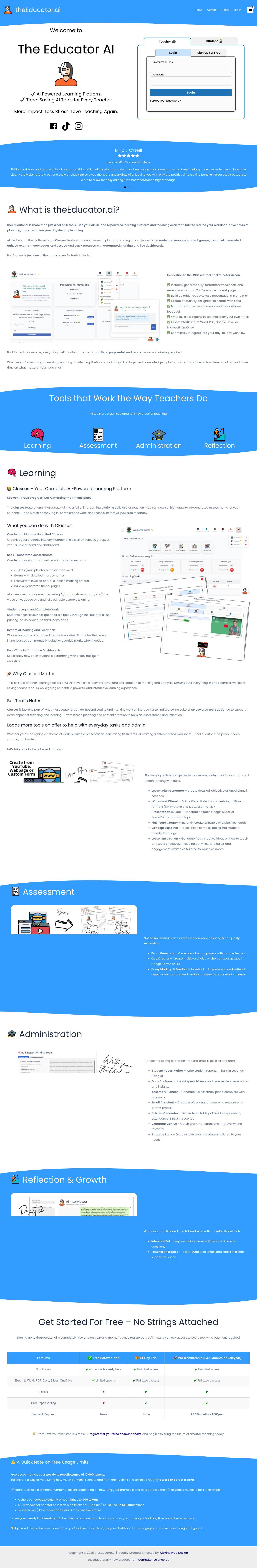 Home - theEducator.ai - Full Screenshot