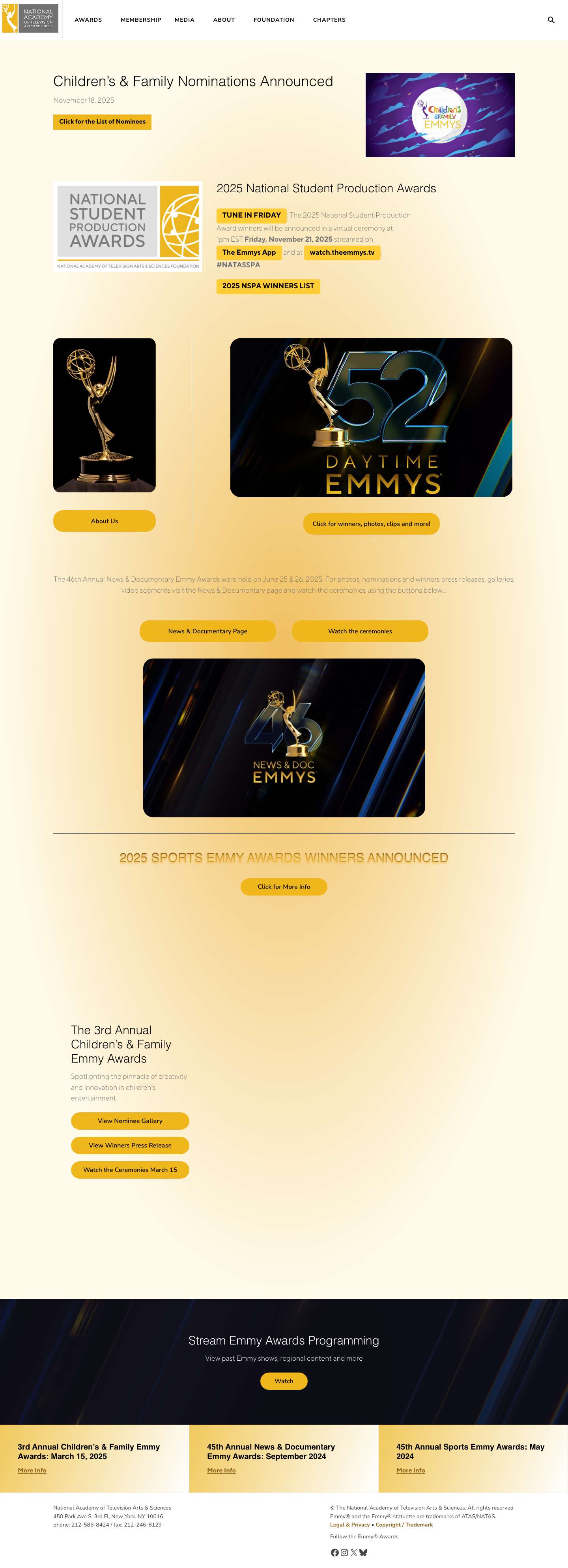 The Emmys - NATAS (National Academy of Television Arts and Sciences) - Full Screenshot