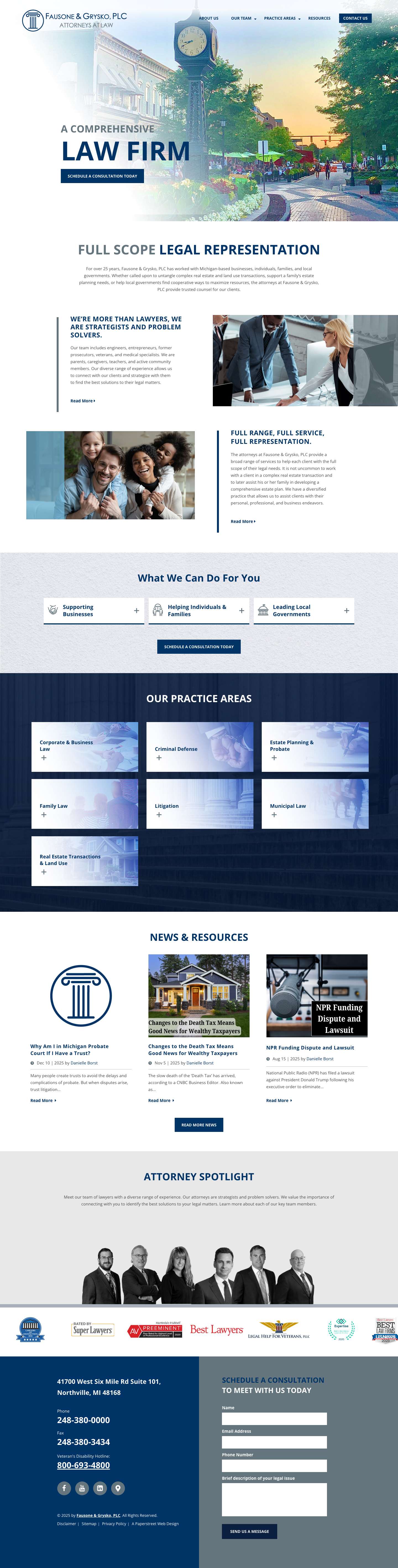 Fausone & Grysko, PLC | Full Service Michigan Law Firm - Full Screenshot