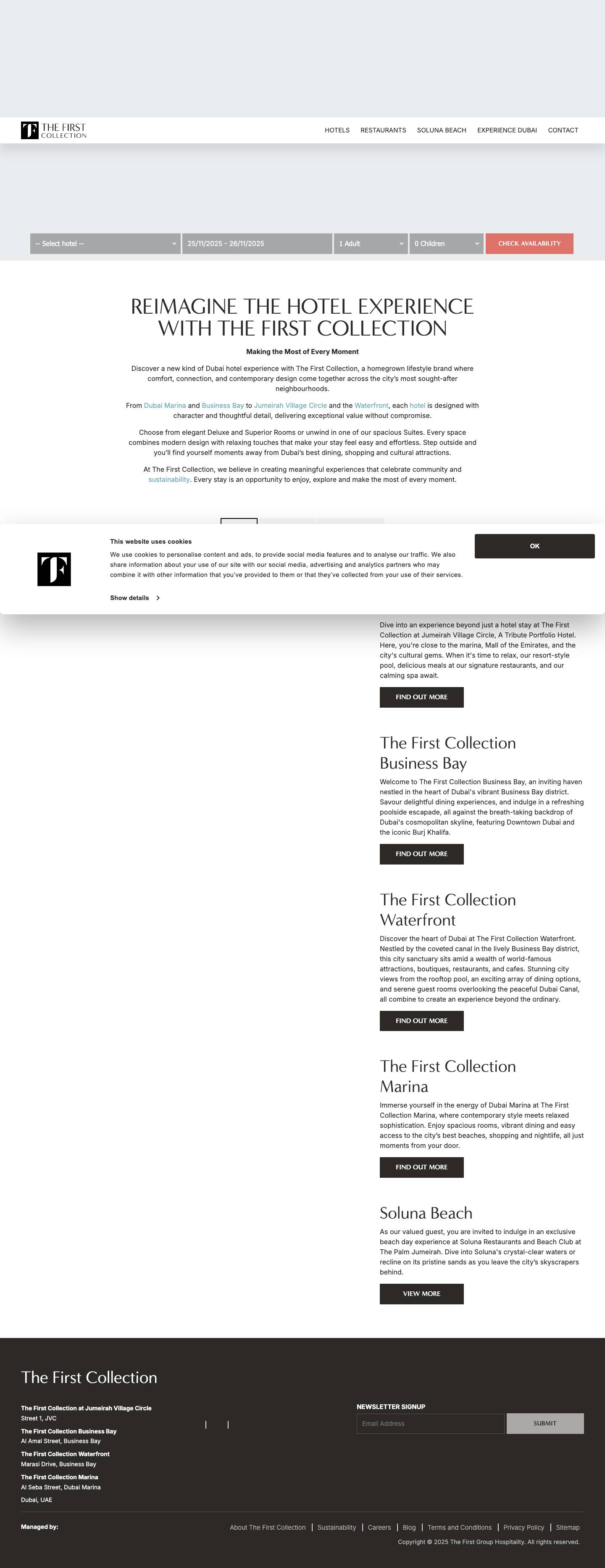 The First Collection | Hotels & Restaurants | Dubai - Full Screenshot