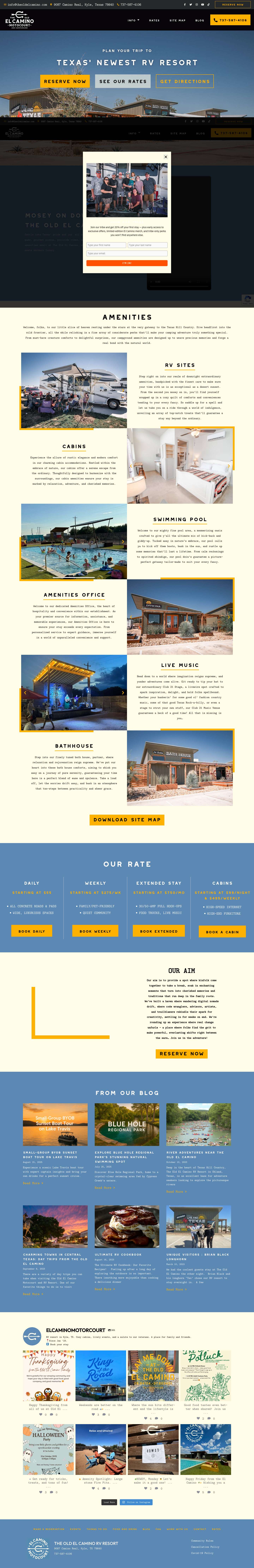 RV Park San Marcos, TX - The Old El Camino Motocourt and RV Resort, Kyle Texas - Full Screenshot