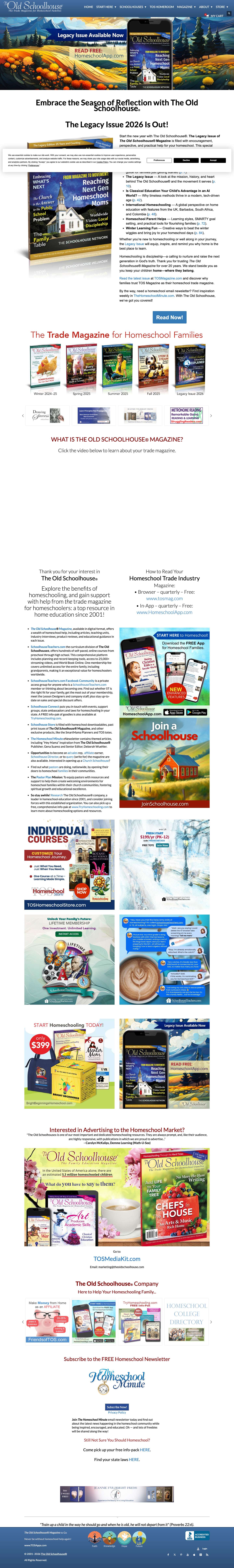 Welcome to The Old Schoolhouse® Magazine - Homeschooling Help - Full Screenshot