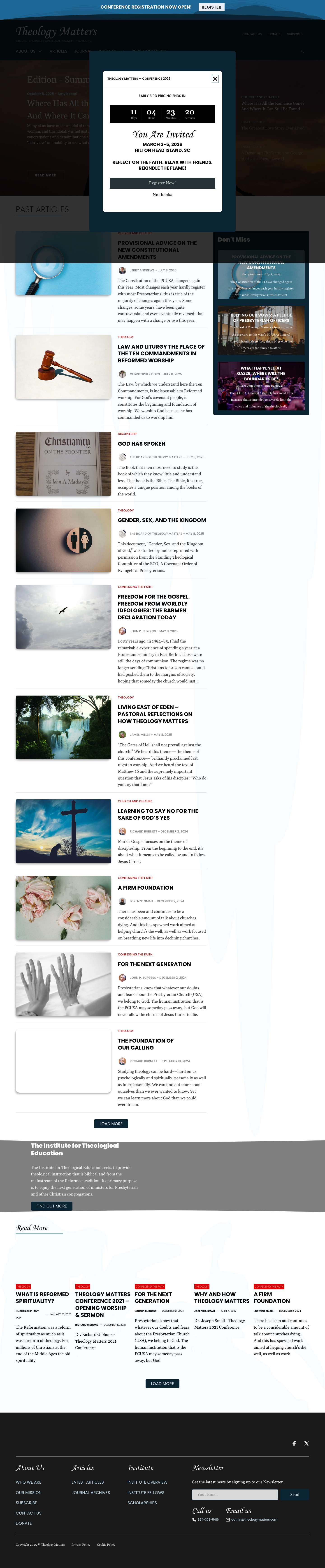 Theology Matters - Biblical. Reformed. Evangelical. Thought-Provoking. - Full Screenshot