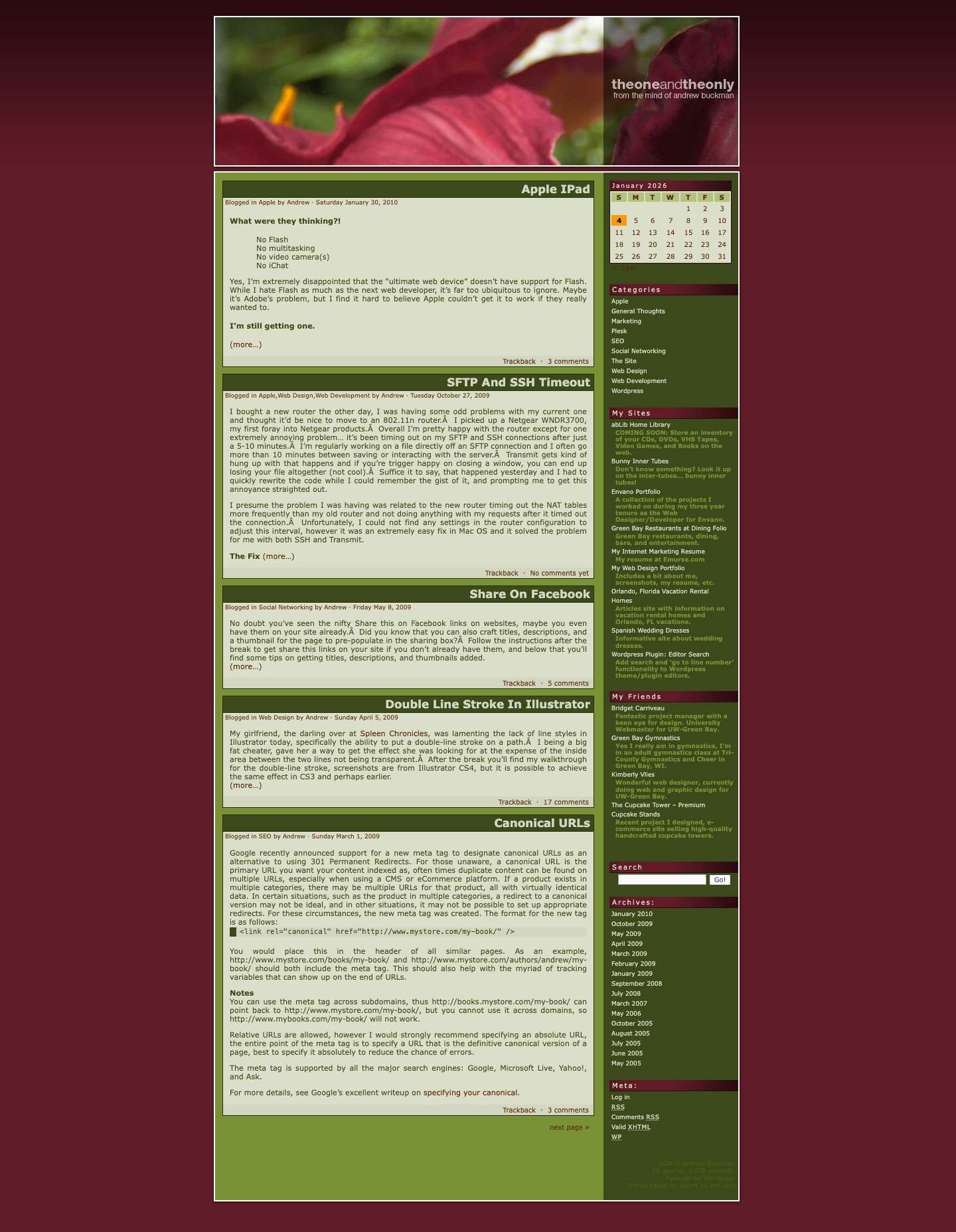 TheOneAndTheOnly.com – Andrew Buckman - Full Screenshot