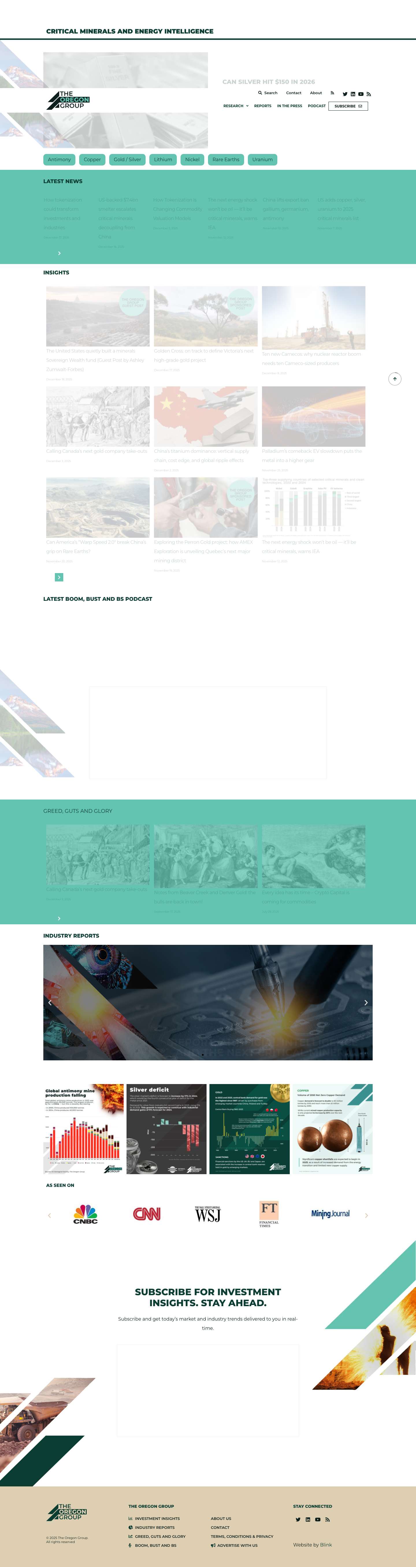 The Oregon Group - Critical Minerals and Energy Intelligence - Full Screenshot