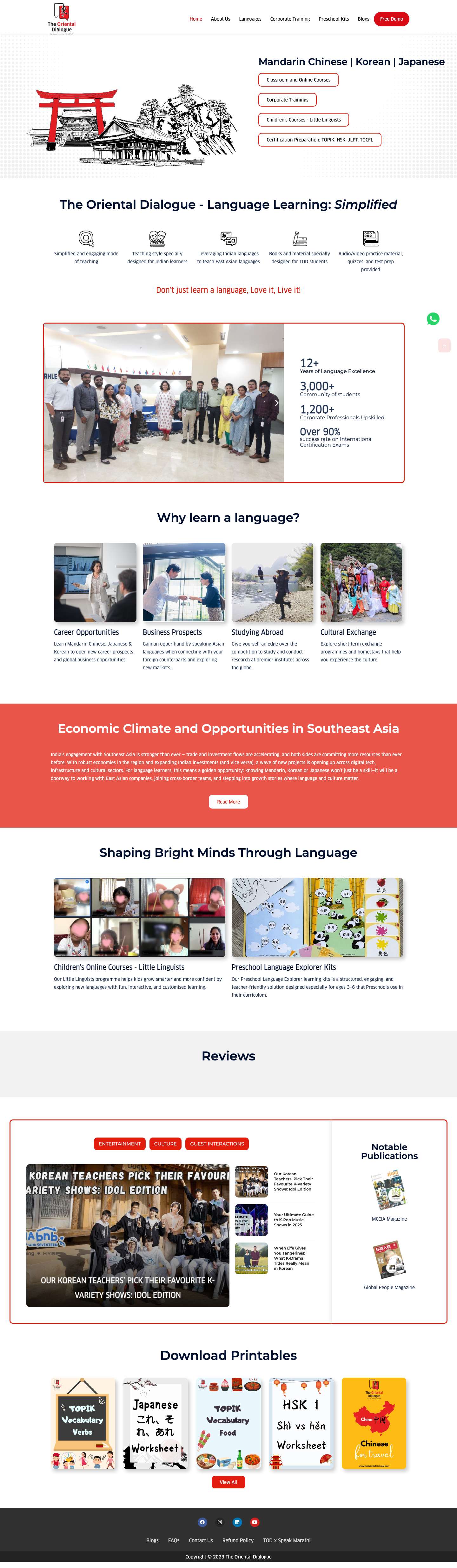 Home Page - The Oriental Dialogue - Full Screenshot