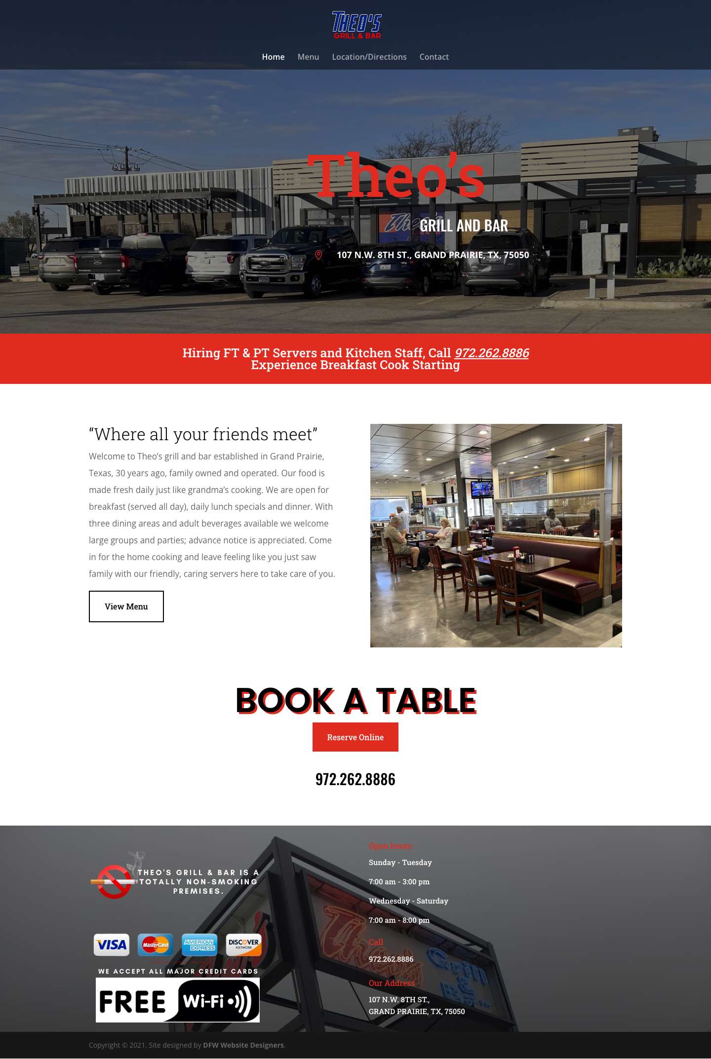 Theo's Grill & Bar | 972.262.8886 - Full Screenshot