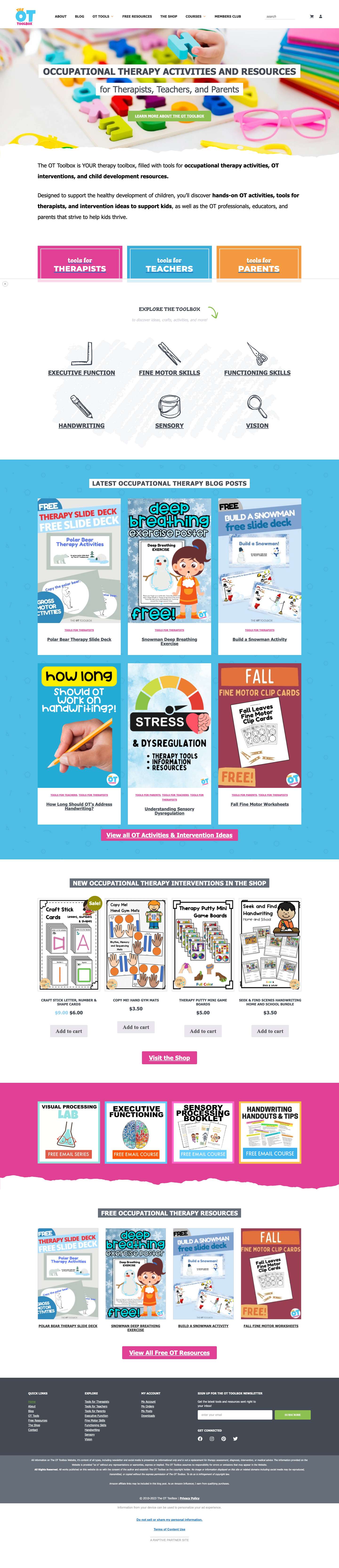 The OT Toolbox- Occupational Therapy Activities and Resources - Full Screenshot