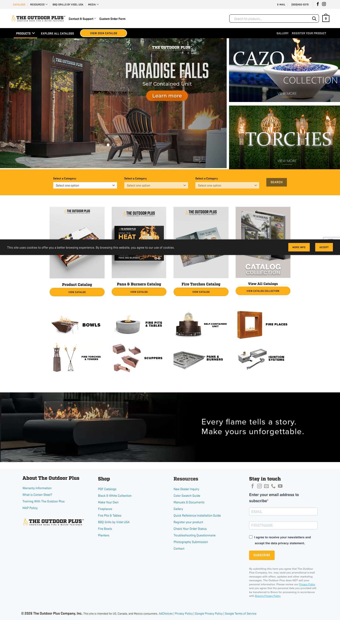 Fire & Water Product Manufacturer | The Outdoor Plus - Full Screenshot