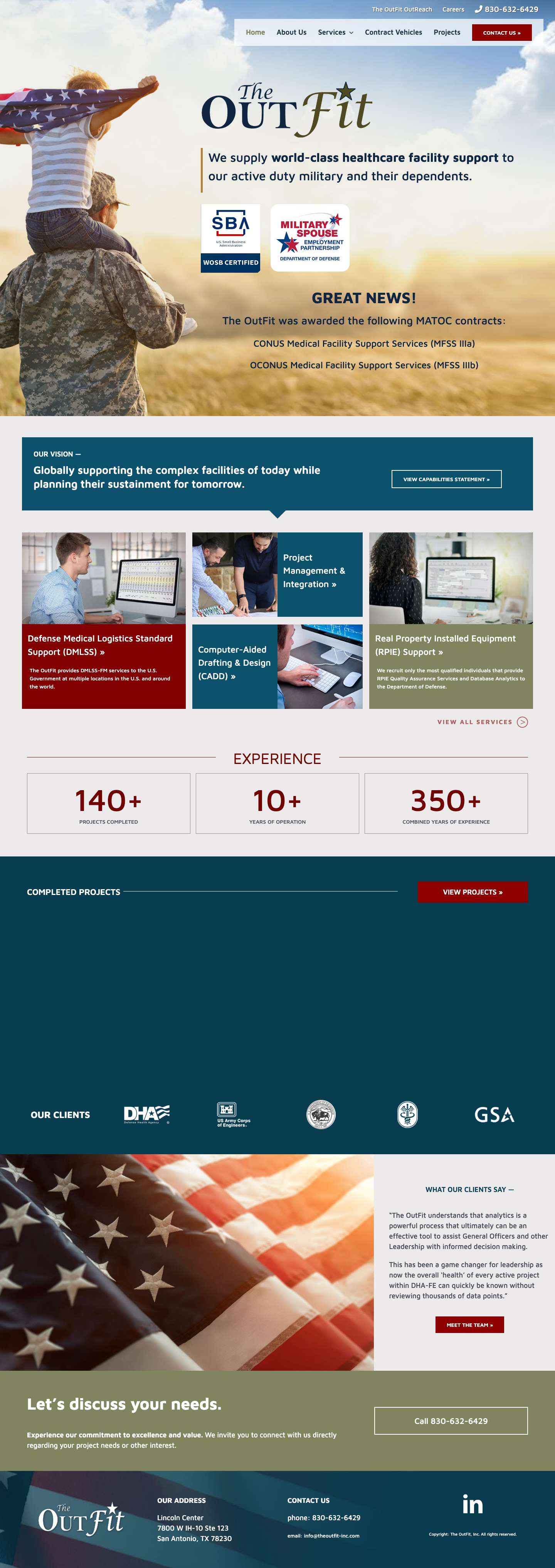 The OutFit, Inc – We supply world-class healthcare facility support to our active duty military and their dependents. - Full Screenshot