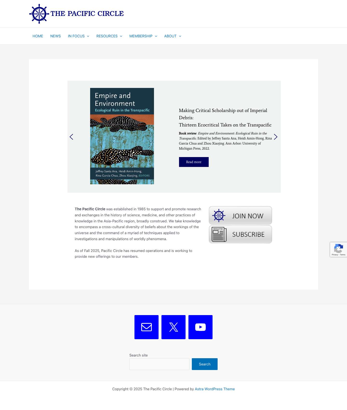 The Pacific Circle - The Pacific CircleEmailTwitterYouTube - Full Screenshot