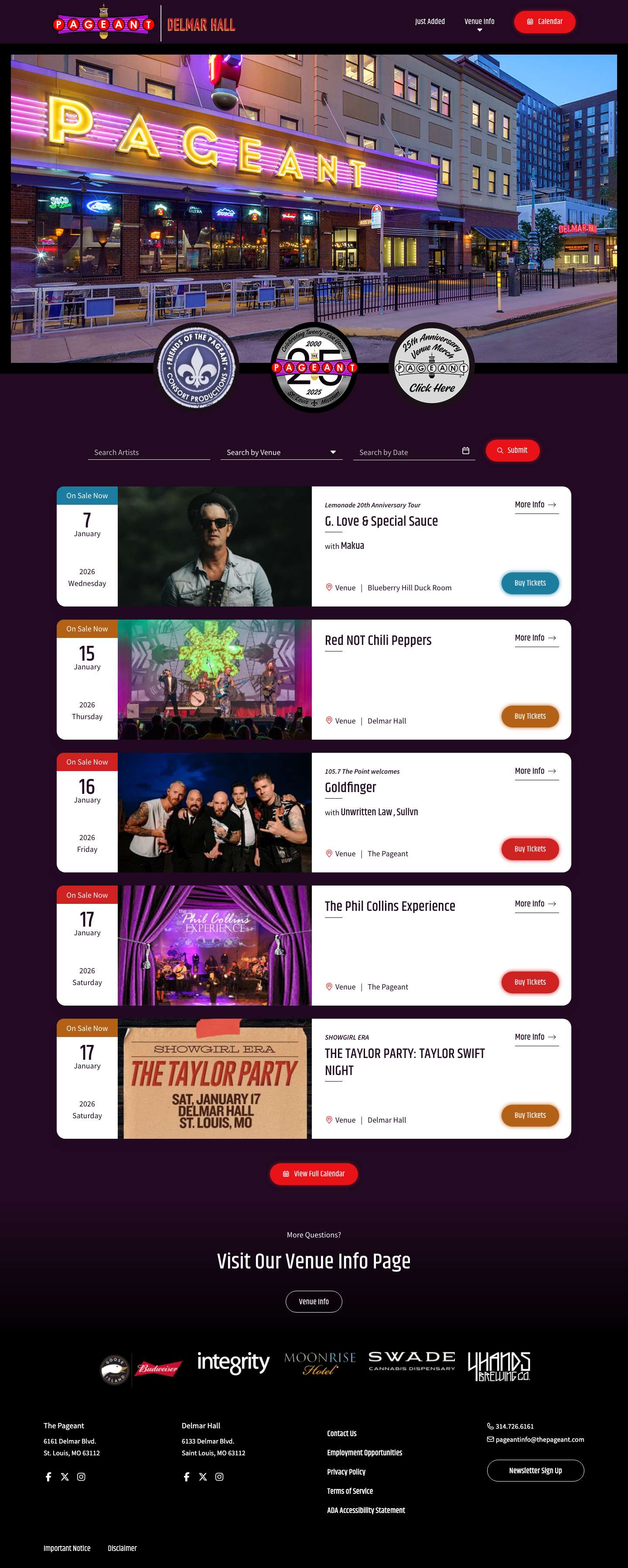 The Pageant - Delmar Hall - The Premier St. Louis Concert Venue - Full Screenshot