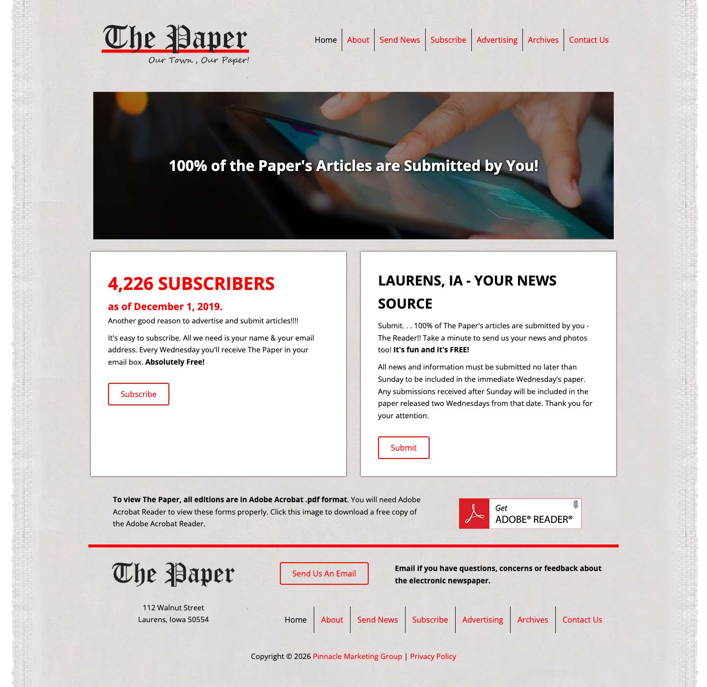 The Paper | News from Laurens, IA | Our Town, Our Paper - Full Screenshot