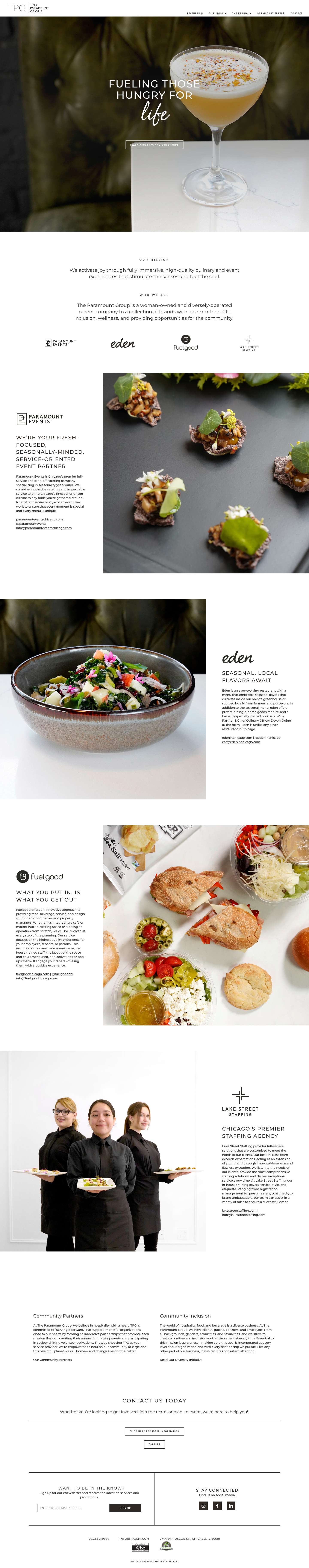 The Paramount Group | Chicago Culinary, Catering, Hospitality, Events - Full Screenshot