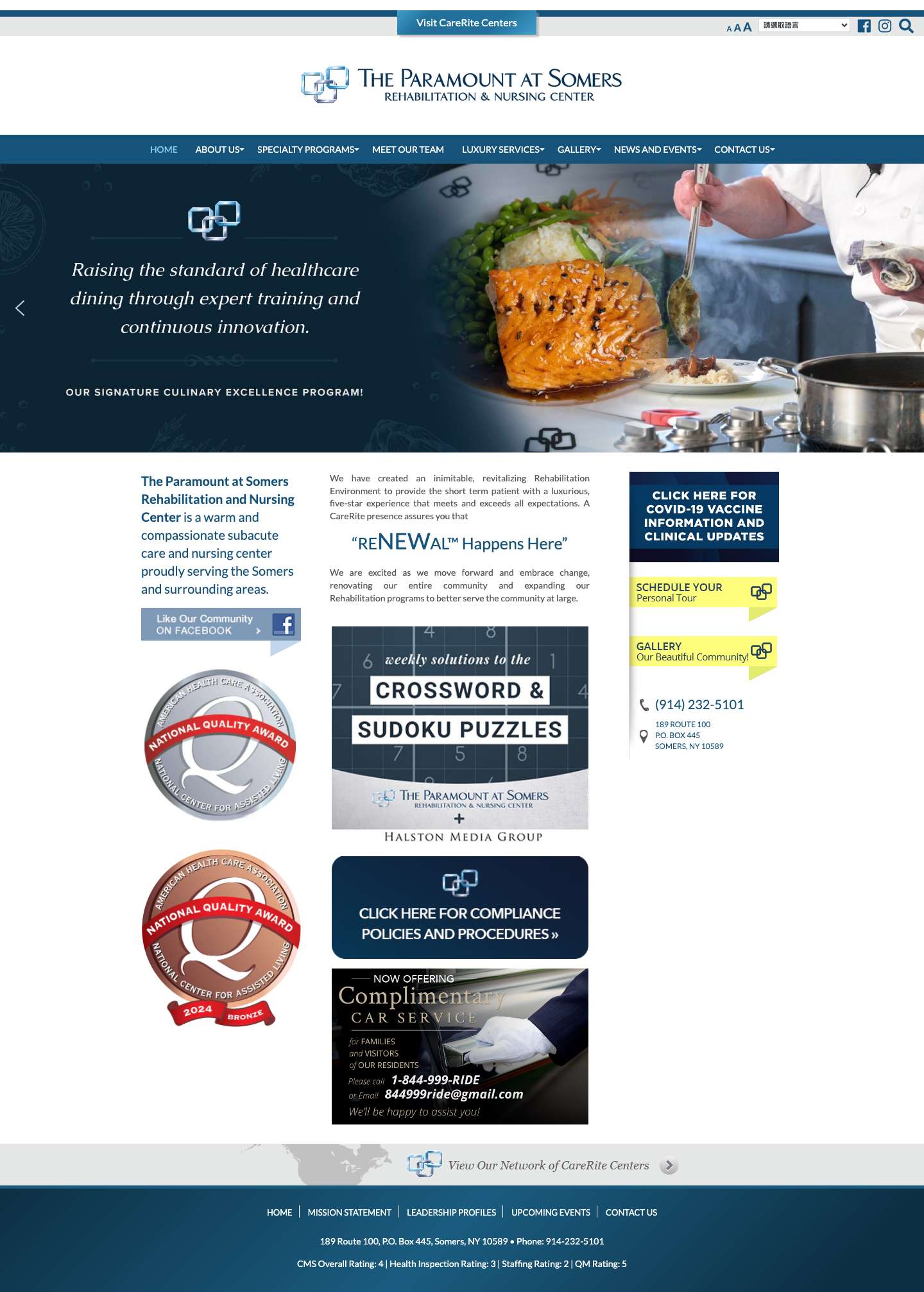 Home - The Paramount at Somers Rehabilitation and Nursing Center - Full Screenshot