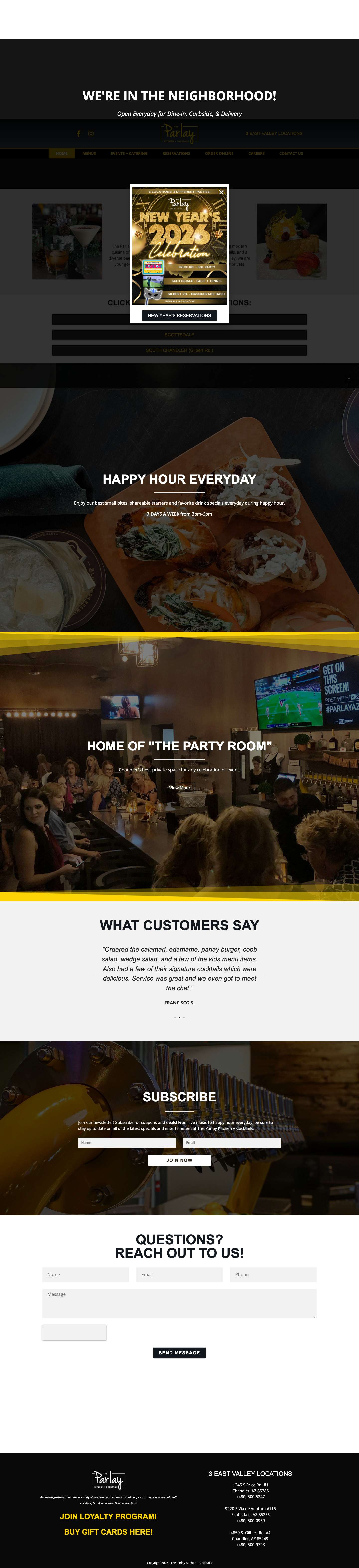 Home - The Parlay Kitchen + Cocktails - Full Screenshot